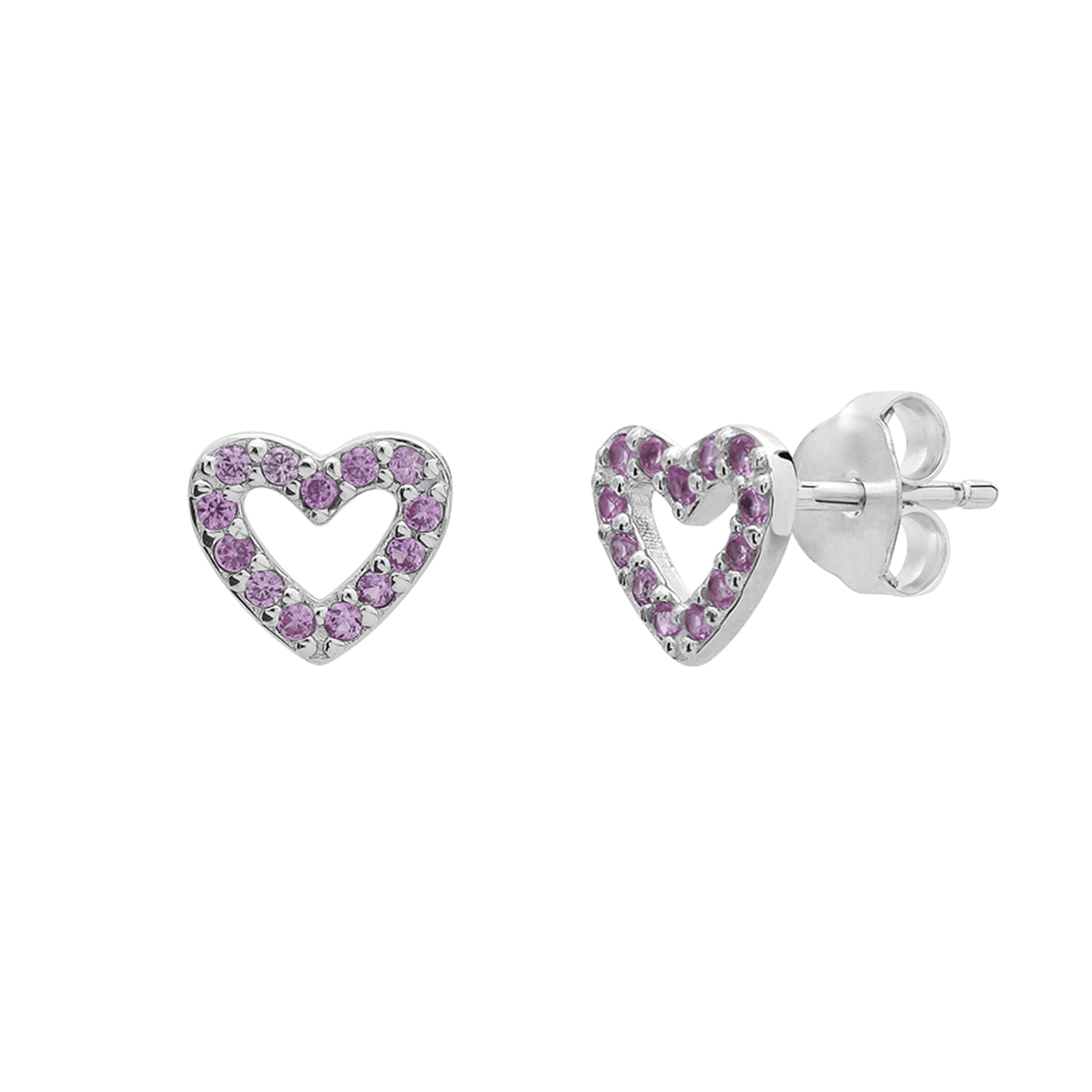 Ohrstecker für Kinder aus 925er Silber, Herz, Zirkonia, Rosa