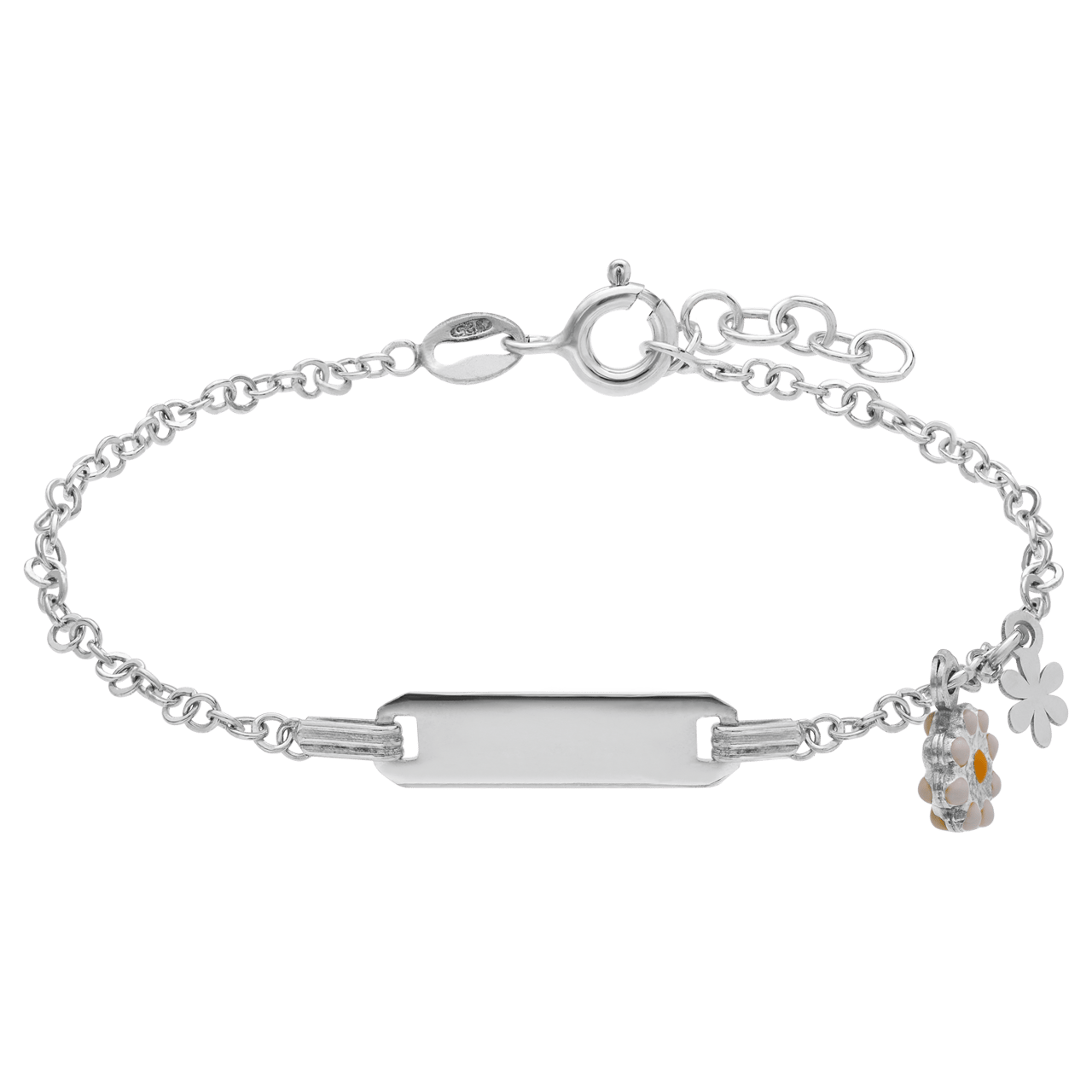 Plattenarmband für Kinder aus 925er Silber, Blume