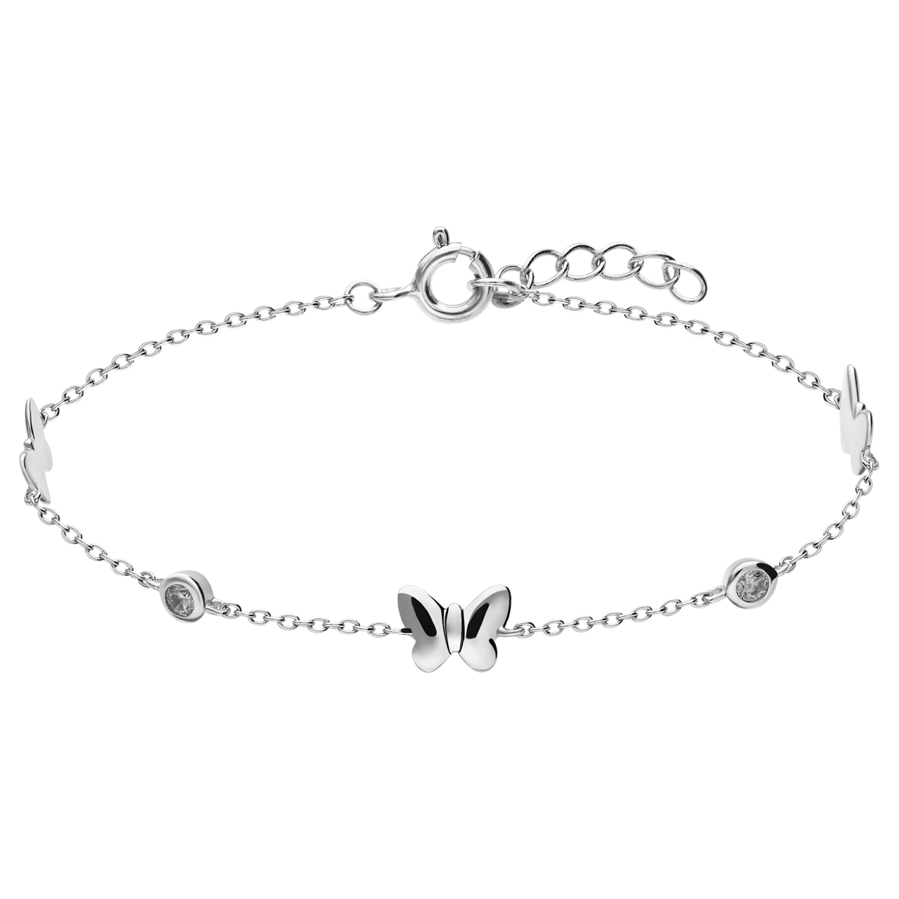 Armband für Kinder aus 925er Silber, Schmetterlinge, Zirkonia