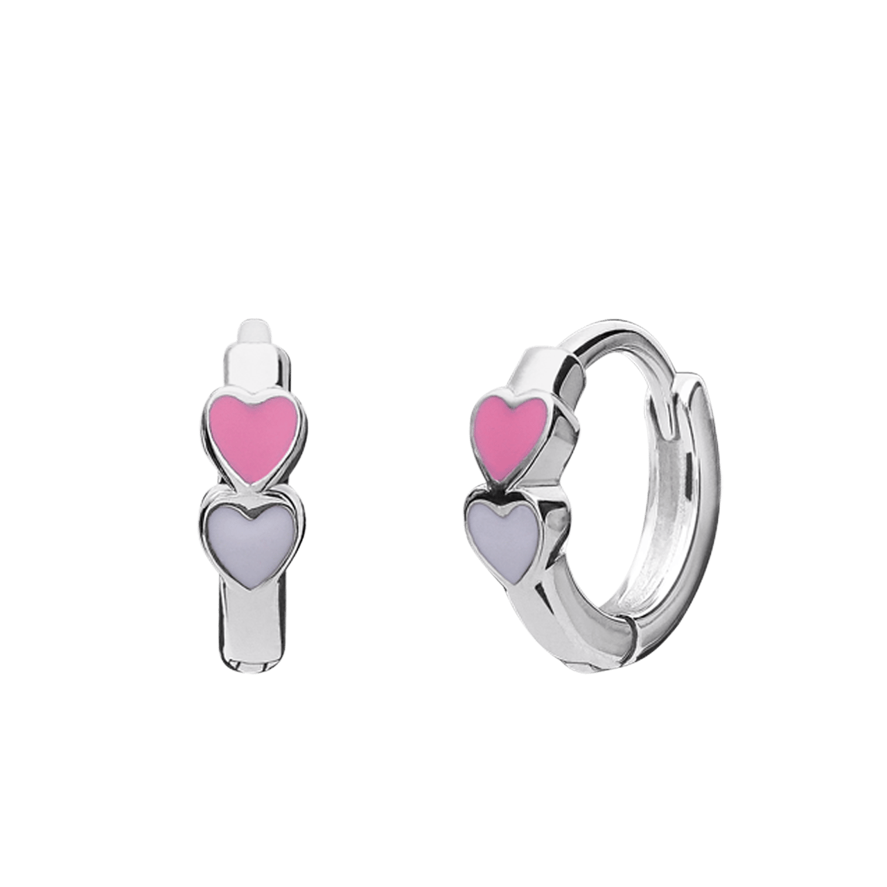 Ohrringe aus 925er Silber, Herzen, Emaille