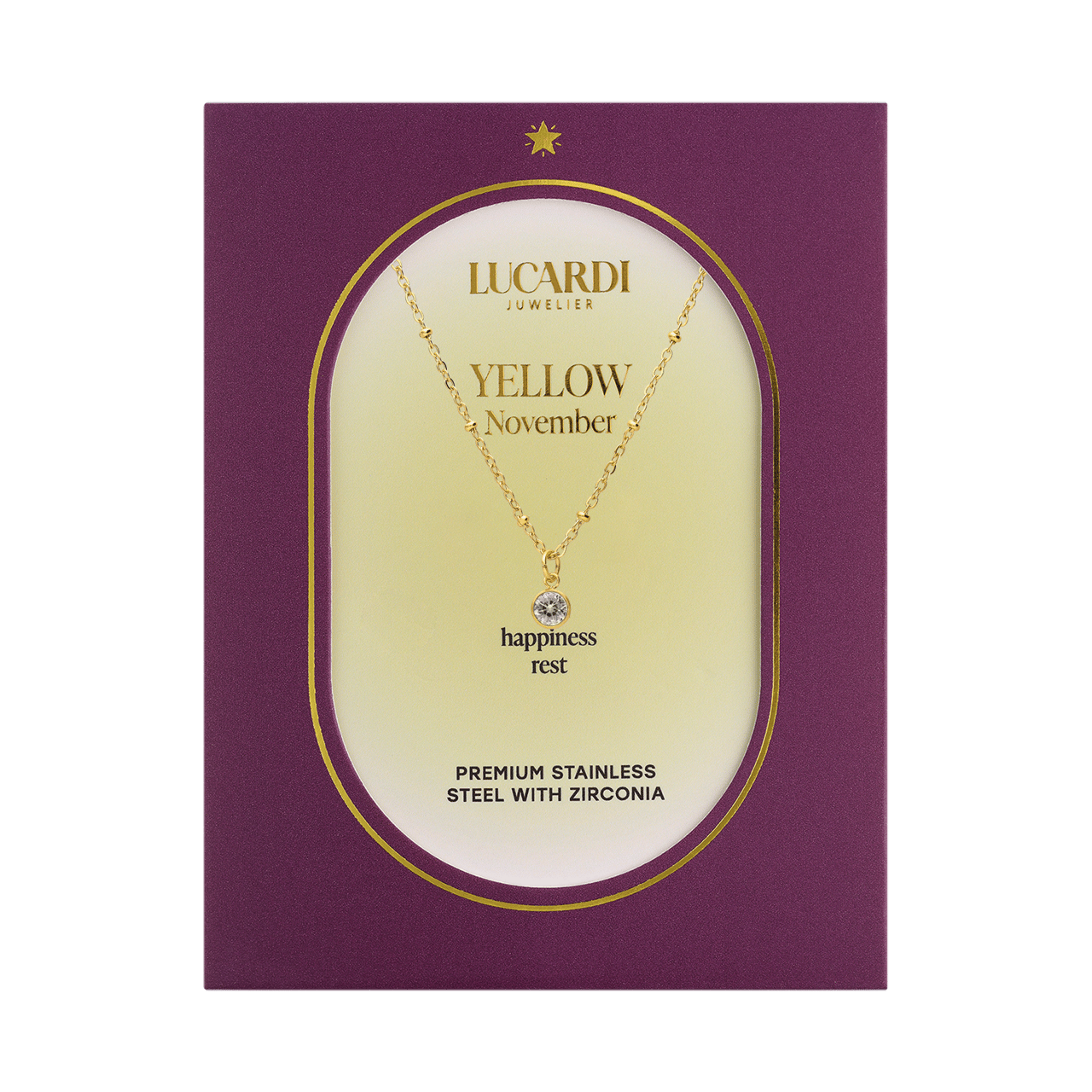 Stainless steel goldplated ketting met geboortesteen hanger November