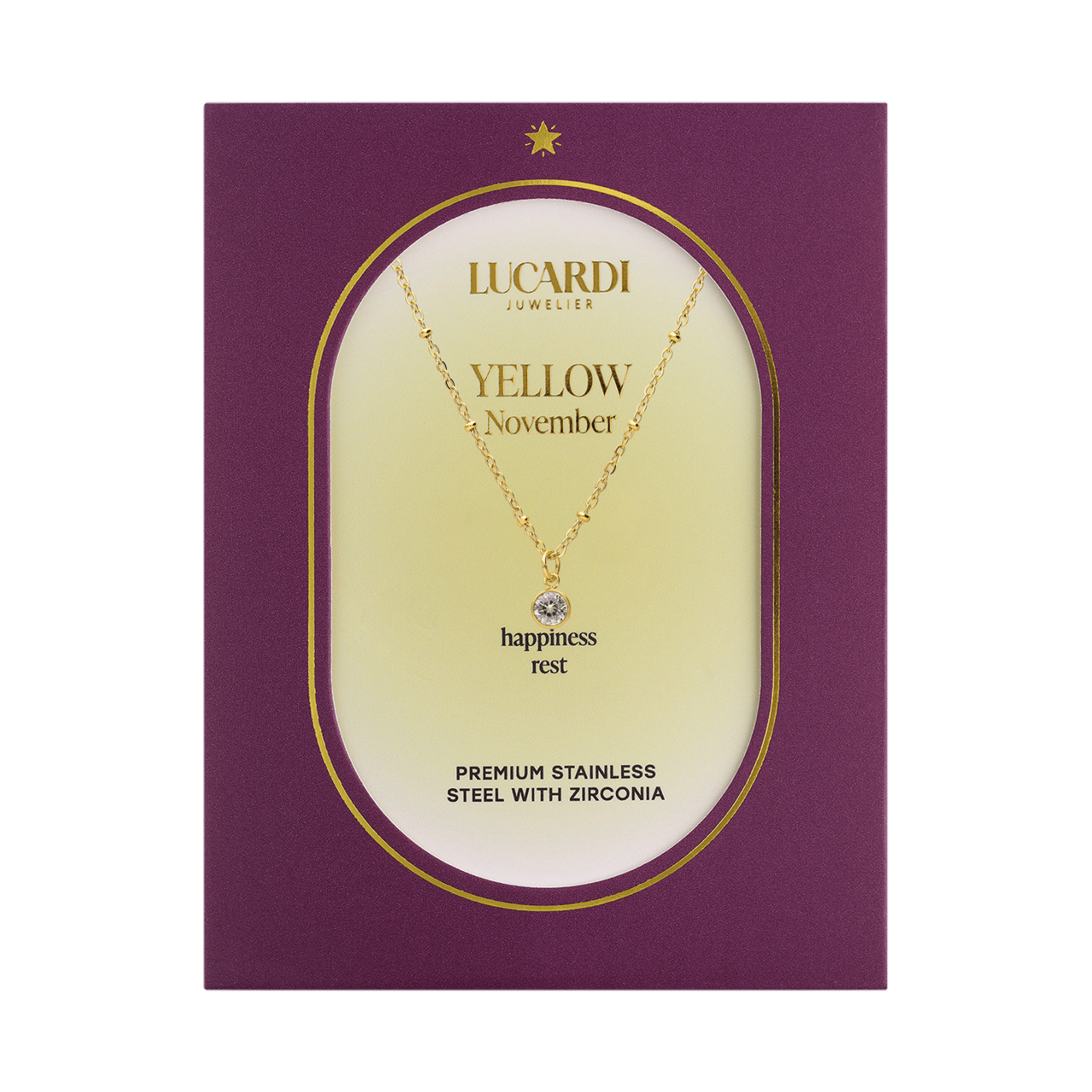 Stalen goldplated ketting met geboortesteen hanger November