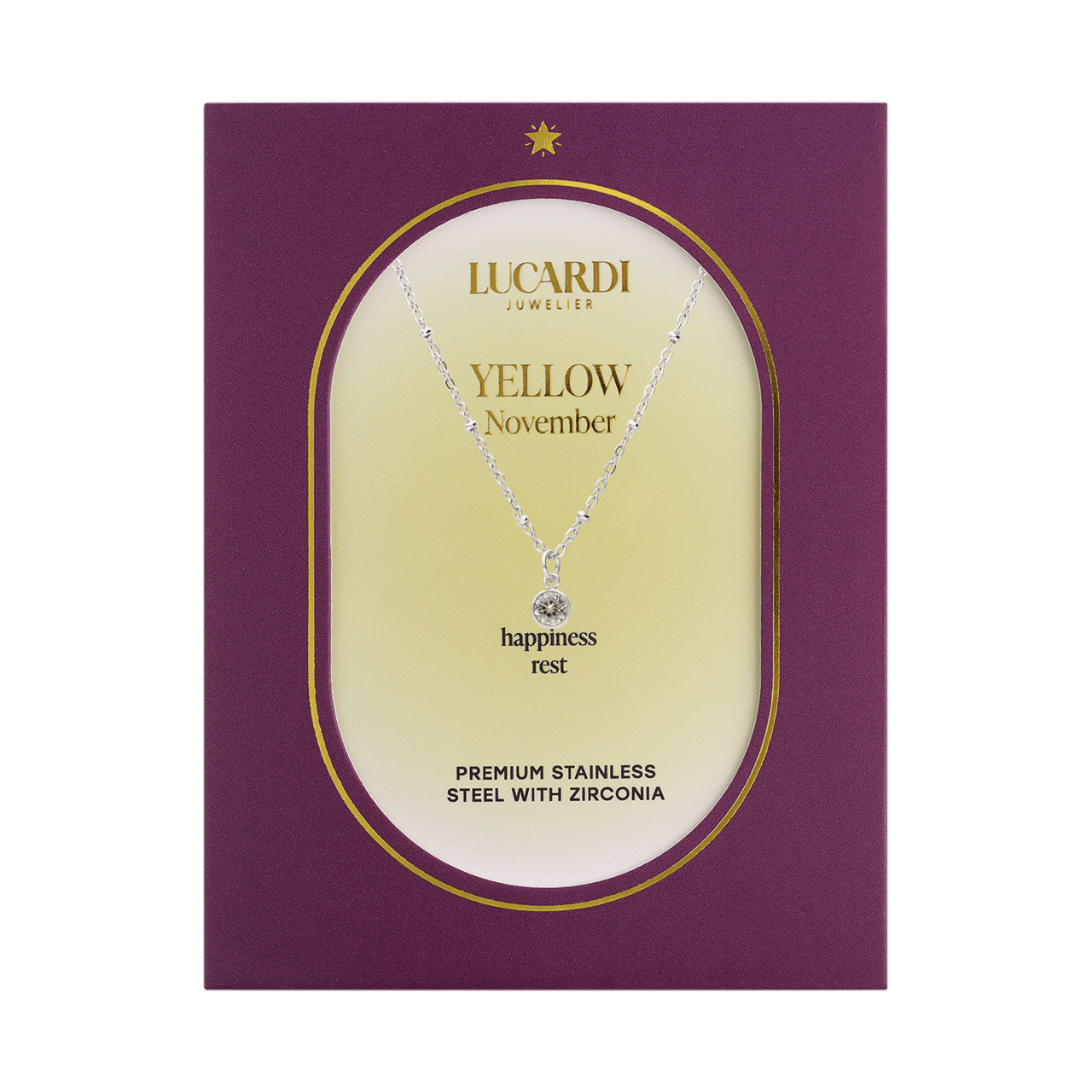 Stainless steel ketting met geboortesteen hanger November