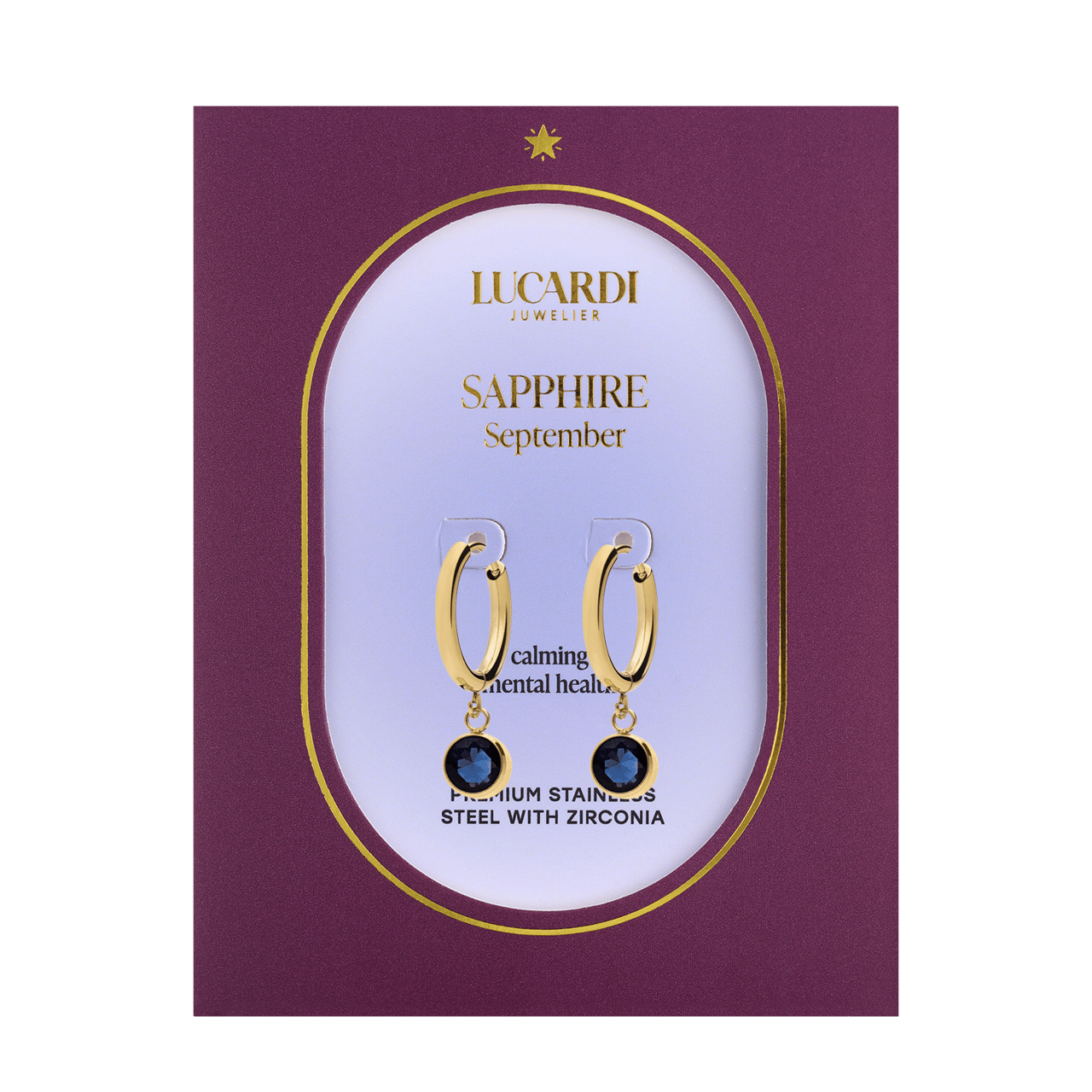 Stainless steel goldplated oorknoppen met geboortesteen September voor dames