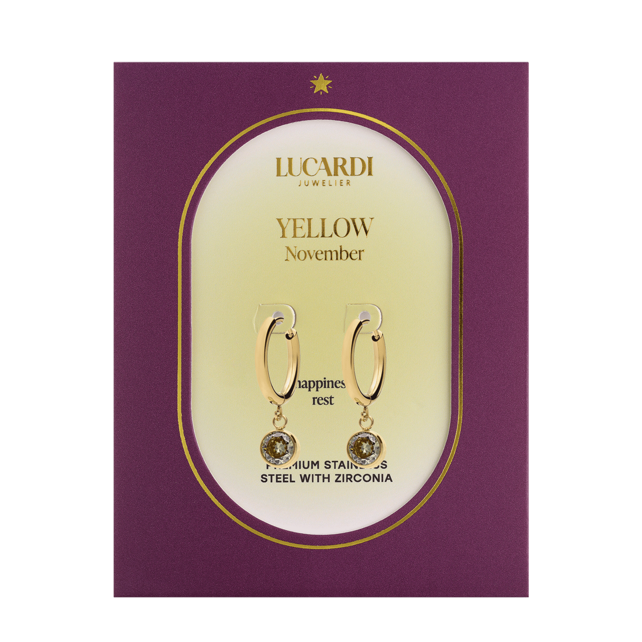 Stainless steel goldplated oorknoppen met geboortesteen November voor dames