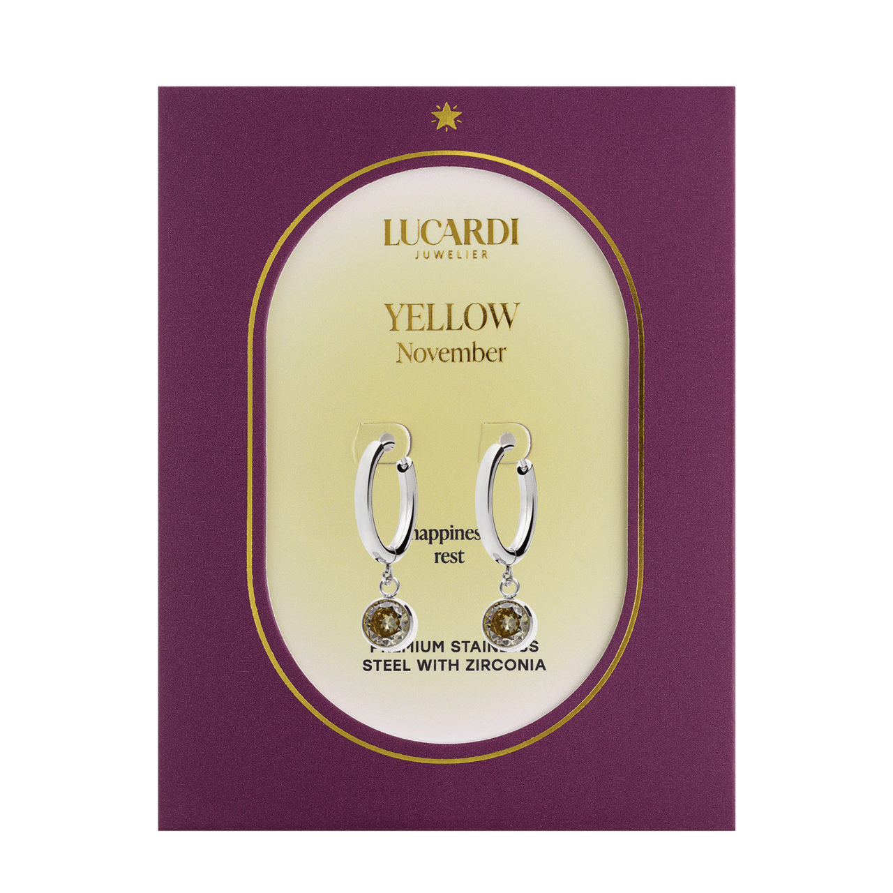 Stainless steel oorbellen met geboortesteen november