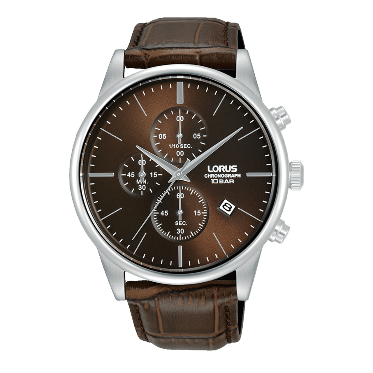 Lorus Uhr mit Chronograf und braunem Lederarmband