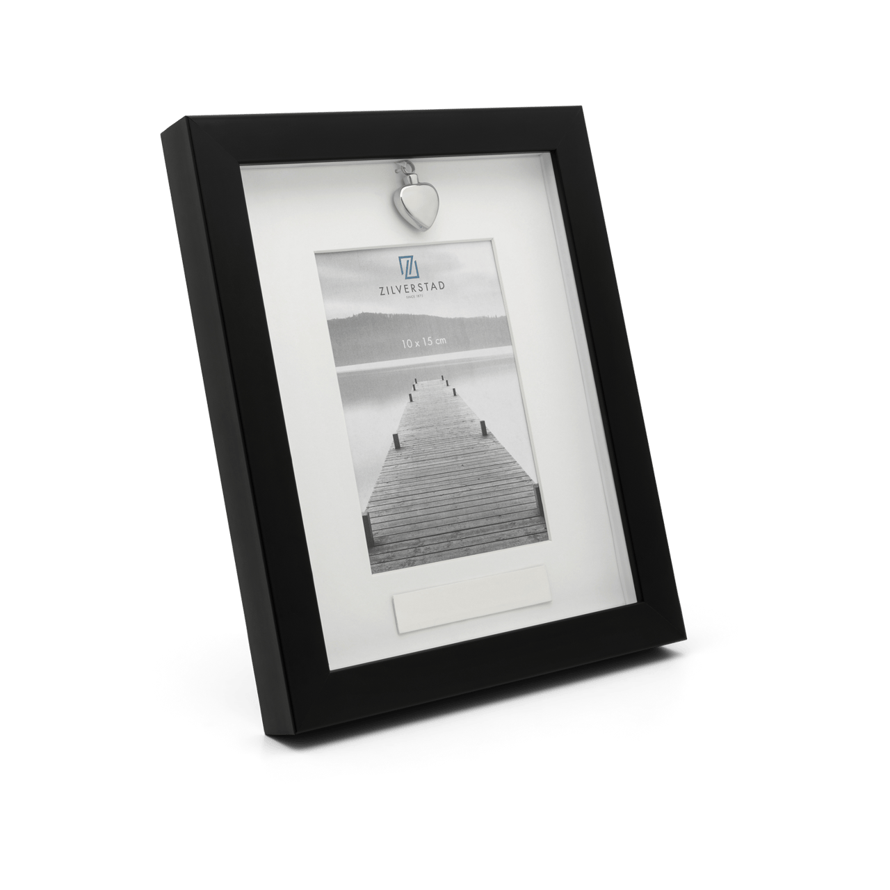 Fotorahmen Memory mit Aschekapsel, Herz, schwarzer Rahmen