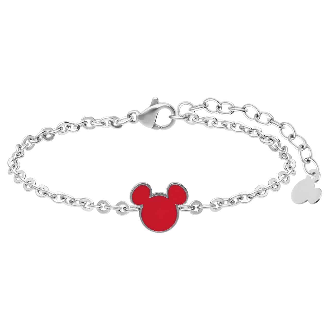 Disney – Armband aus Edelstahl, Mickey, mit rosa Emaille