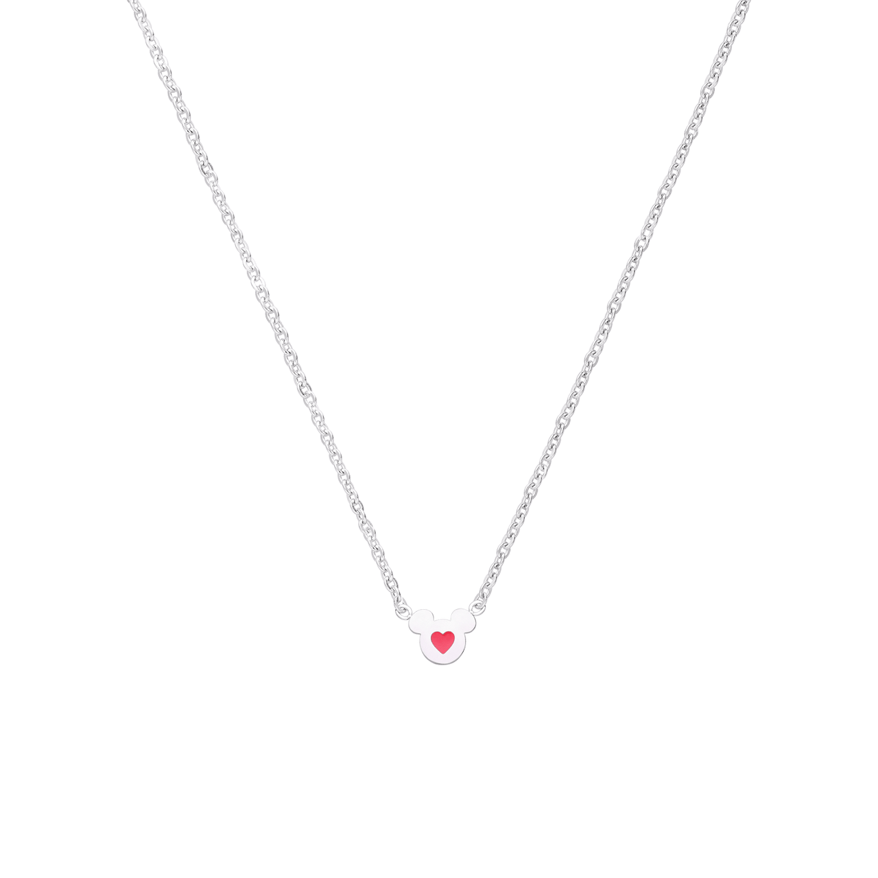 Disney stainless steel ketting Mickey hart roze emaille