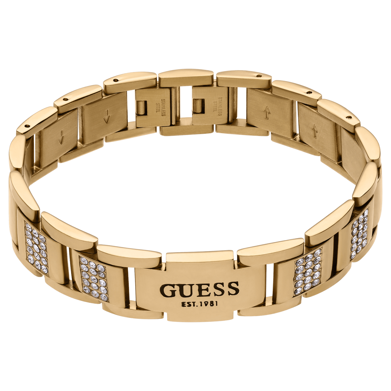 Guess stainless steel goldplated herenarmband met zirkonia