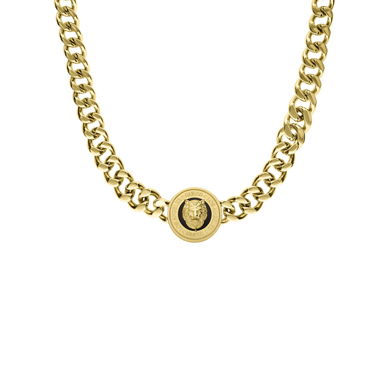 Guess heren stainless steel goldplated ketting LION KING