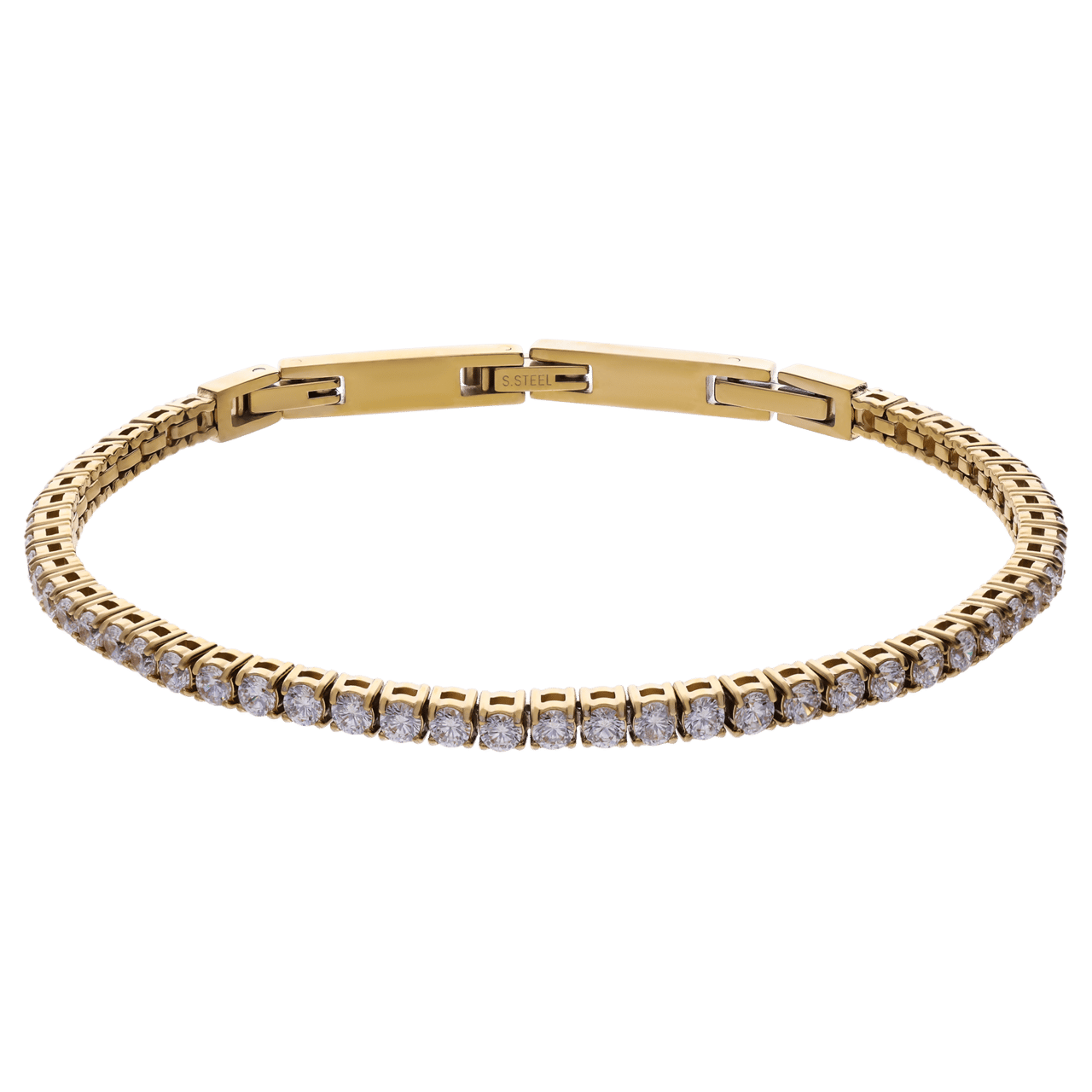 Guess stalen goldplated herenarmband met zirkonia