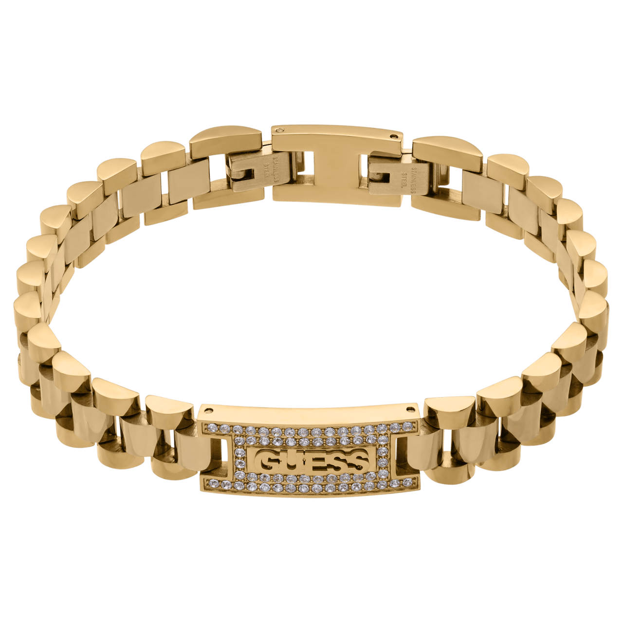 Guess stainless steel goldplated herenarmband met zirkonia