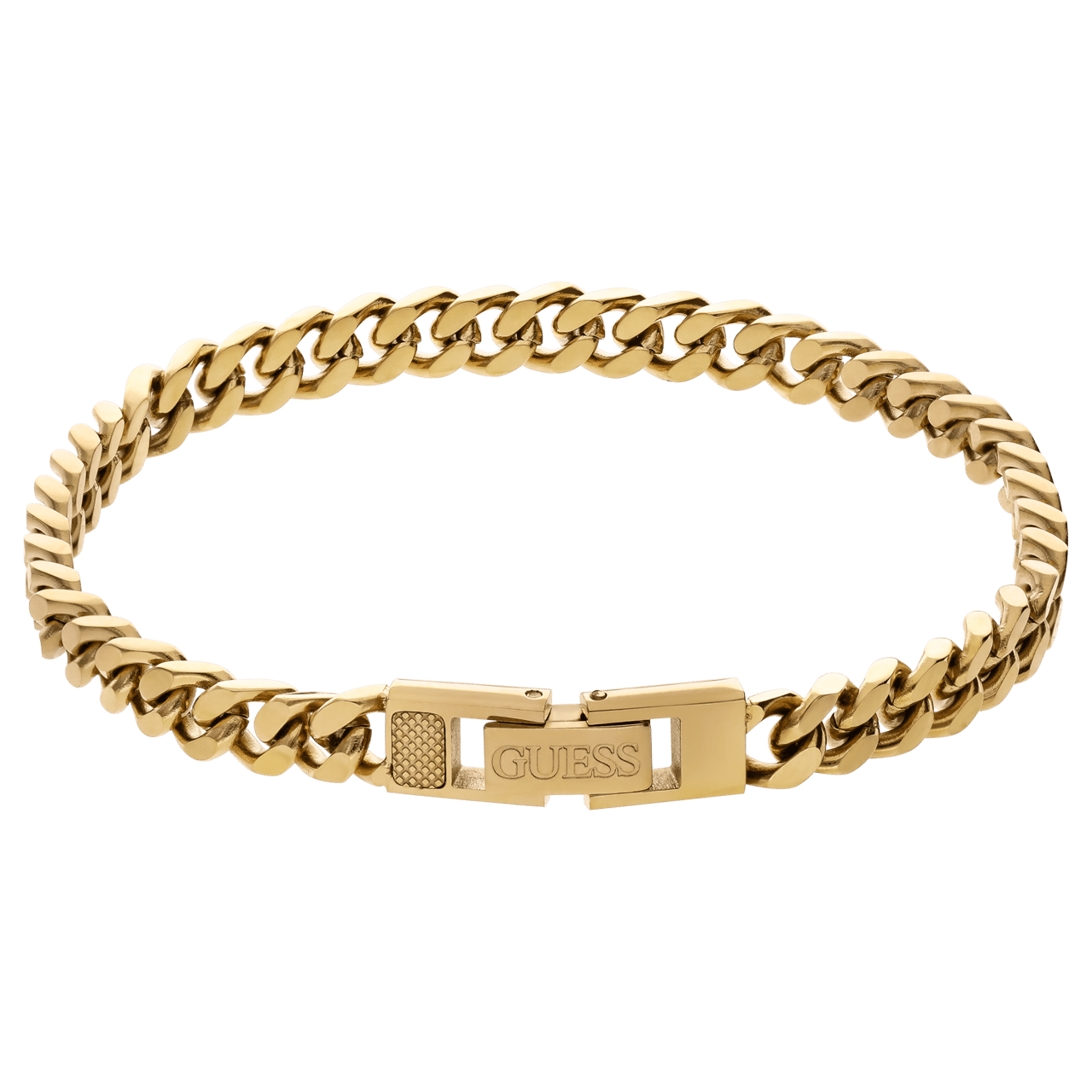 Guess stalen goldplated herenschakelarmband