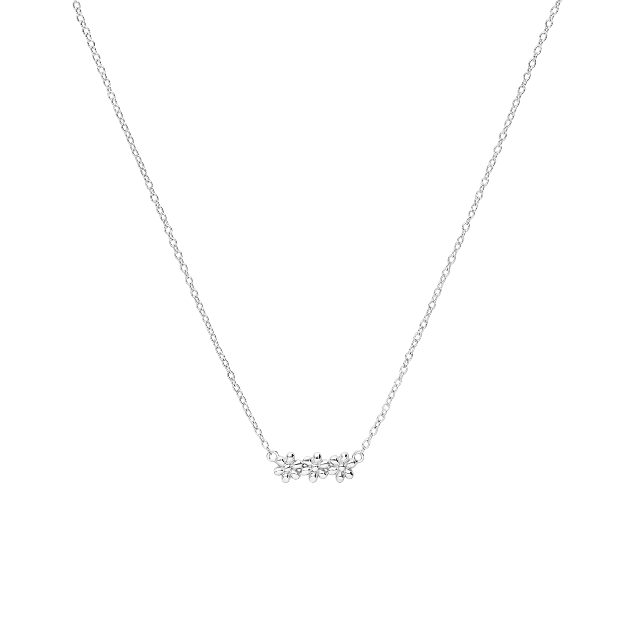 Zilveren kinderketting bloemen
