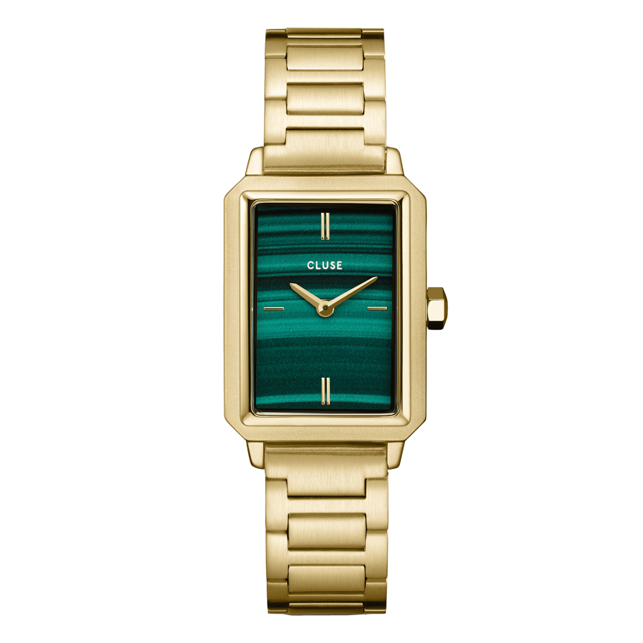 CLUSE - Fluette stainless steel dameshorloge goudkleurig met groen