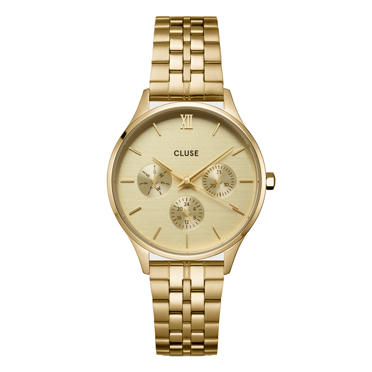 CLUSE - Minuit multifunction stainless steel horloge goldplated