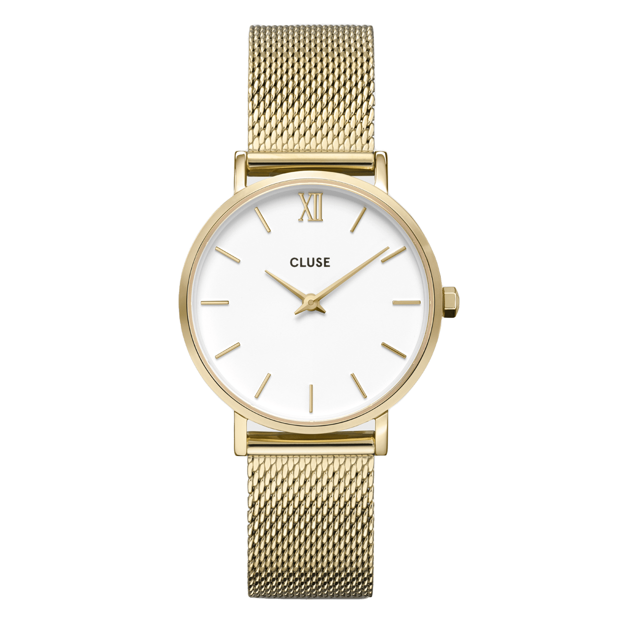 CLUSE – Uhr aus der Minuit-Kollektion mit goldfarbenem Mesh-Armband aus Edelstahl