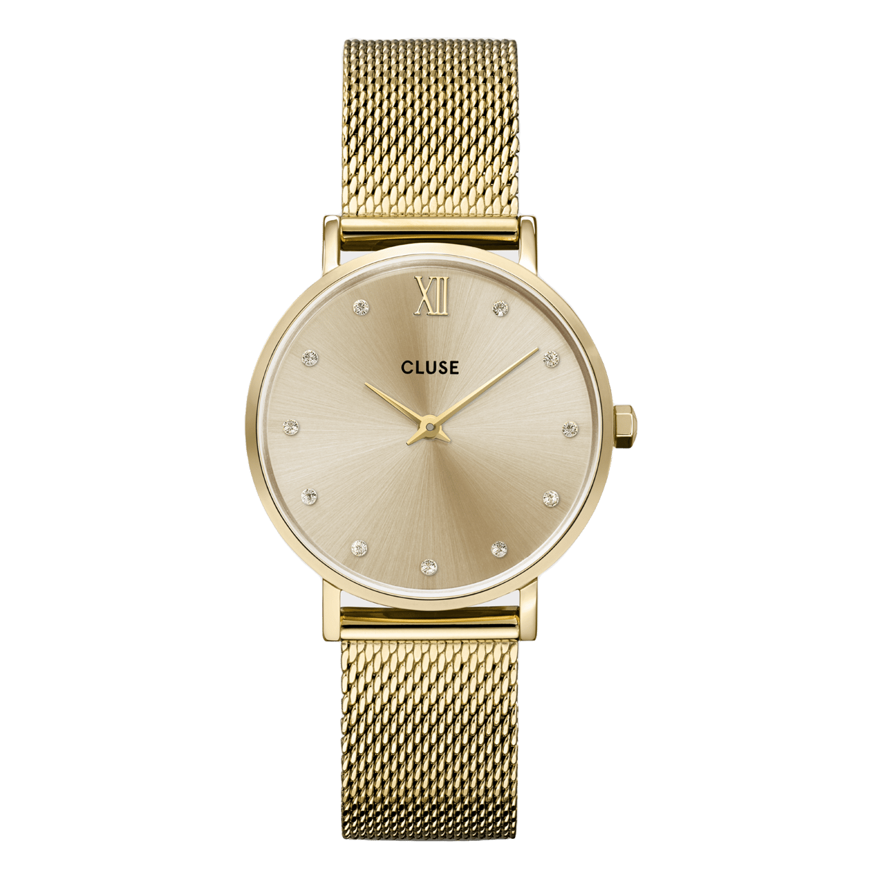 CLUSE - Minuit horloge meshband goudkleurig met kristal