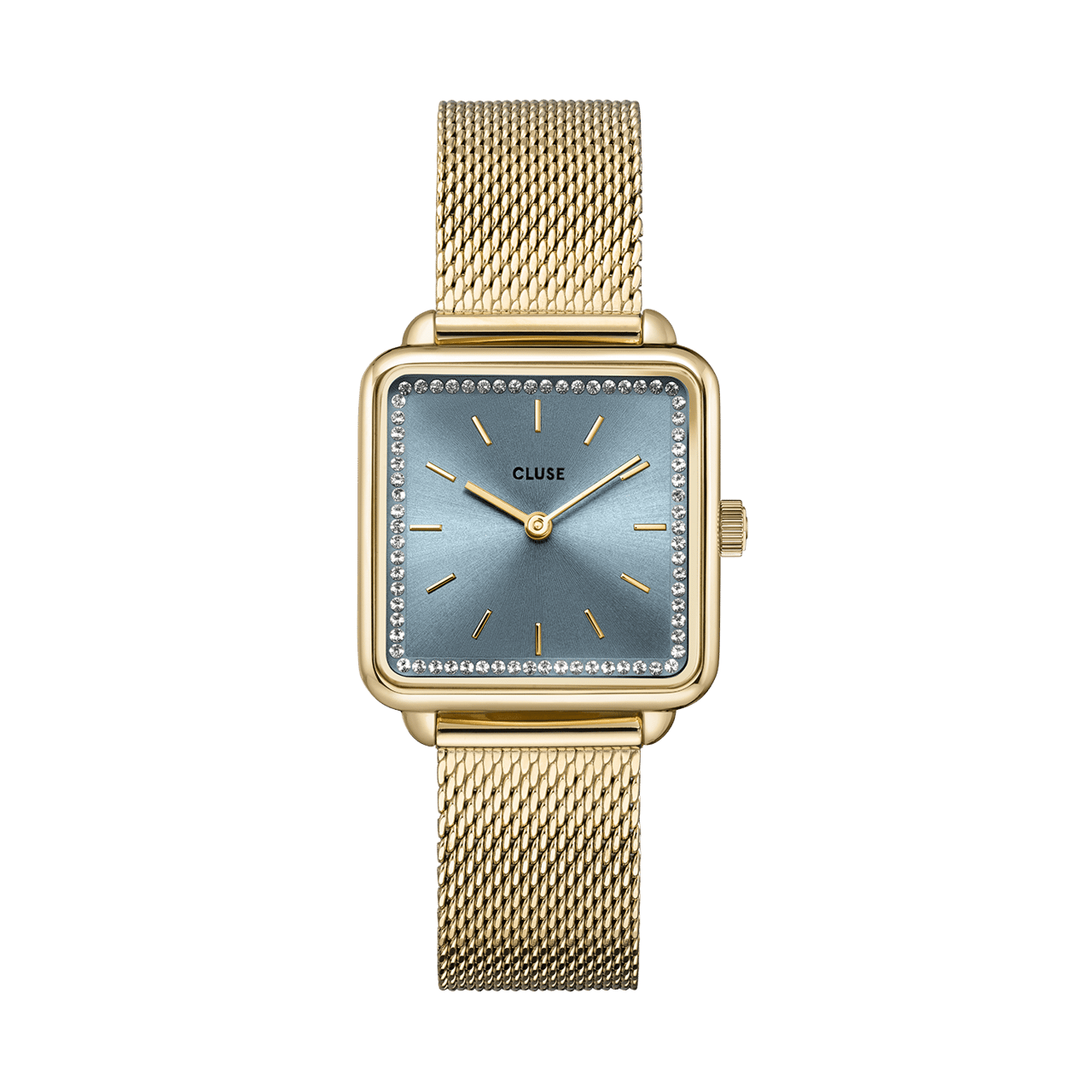CLUSE - Armbanduhr La Tétragone, Mesh, goldfarben, mit Kristall