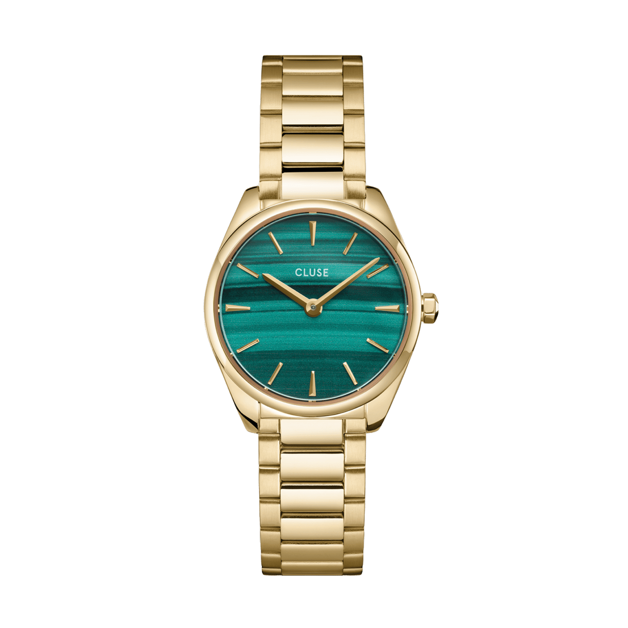 CLUSE - Féroce Mini stainless steel horloge goudkleurig met groen