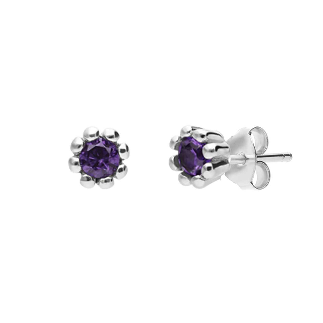 Ohrstecker aus 925 Silber, Blume, Zirkonia, Amethyst