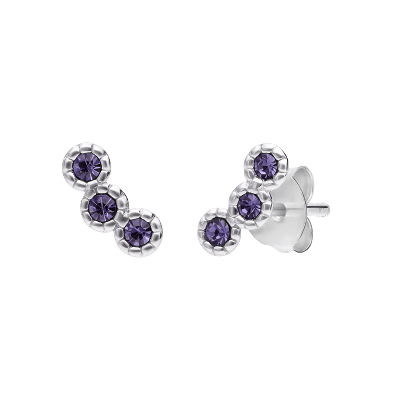 Ohrstecker aus 925er Silber, Kreis, Kristall, Amethyst