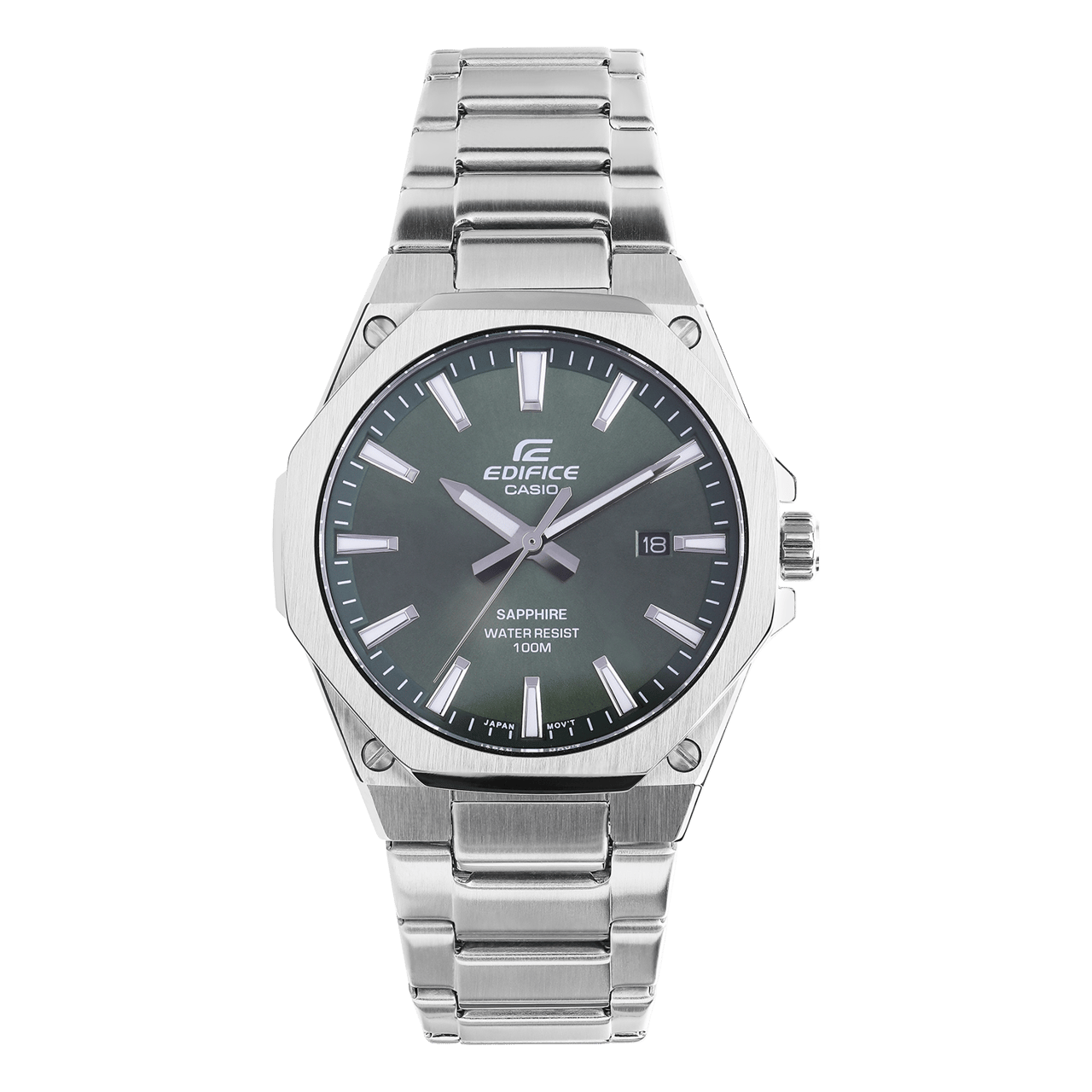 Edifice Uhr mit Armband aus Edelstahl mit grünen Akzenten, EFR-S108D-3AV