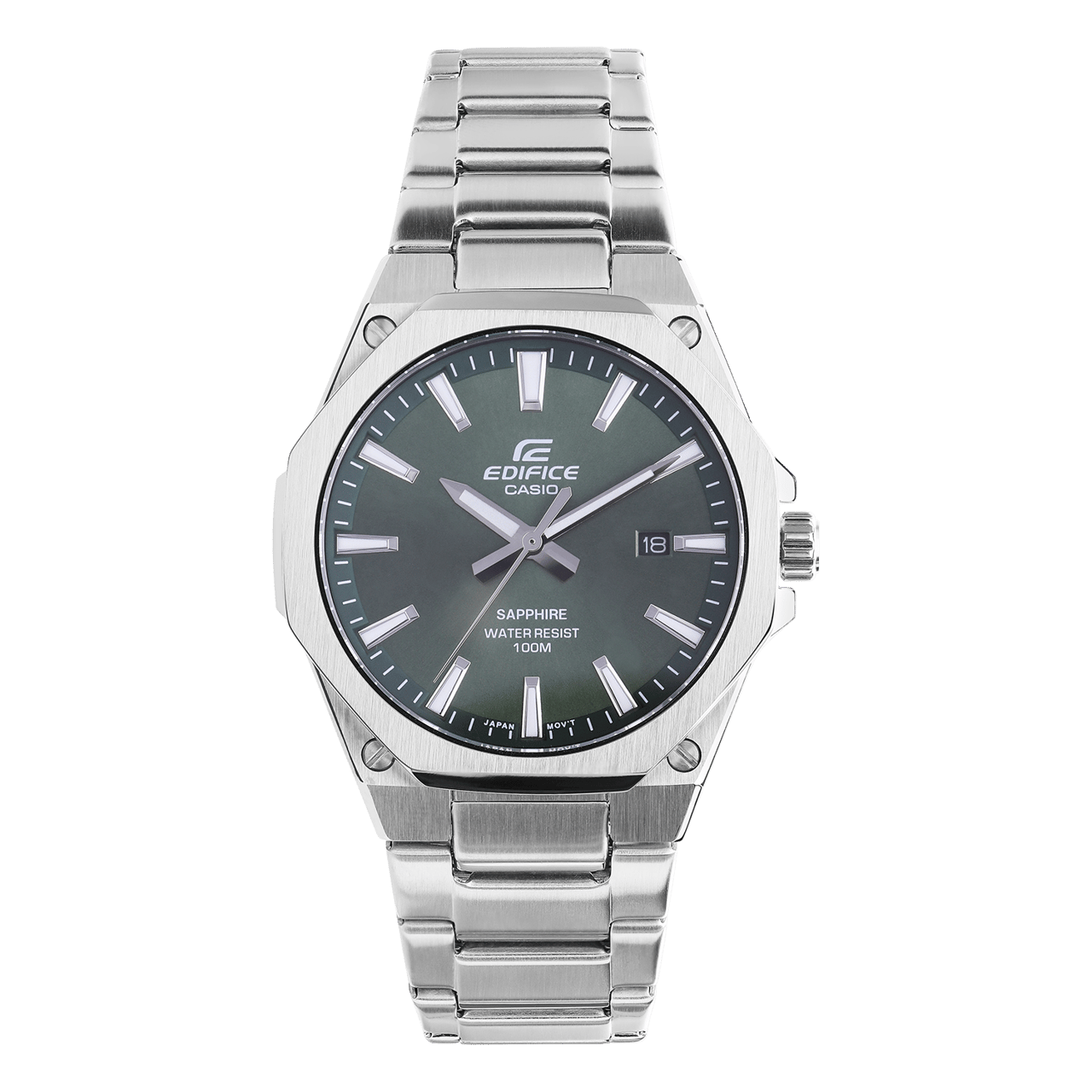 Edifice horloge stainless steel met groen EFR-S108D-3AV