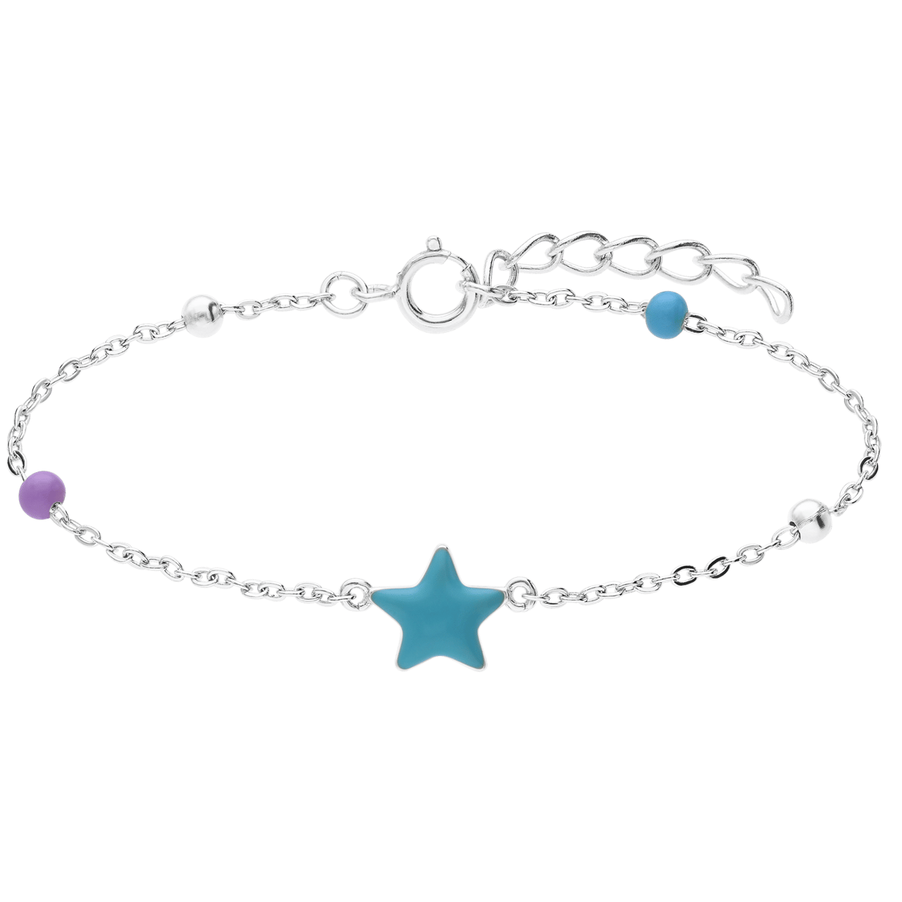 Armband aus 925er Silber, Stern, Emaille, Blau