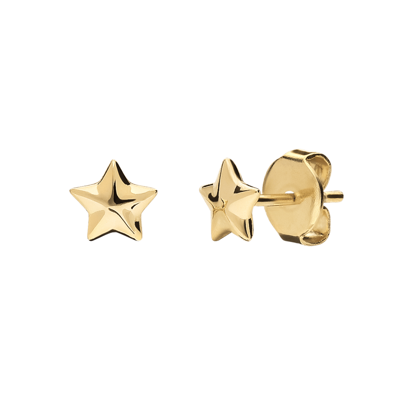 Zilveren goldplated kinderoorknoppen ster