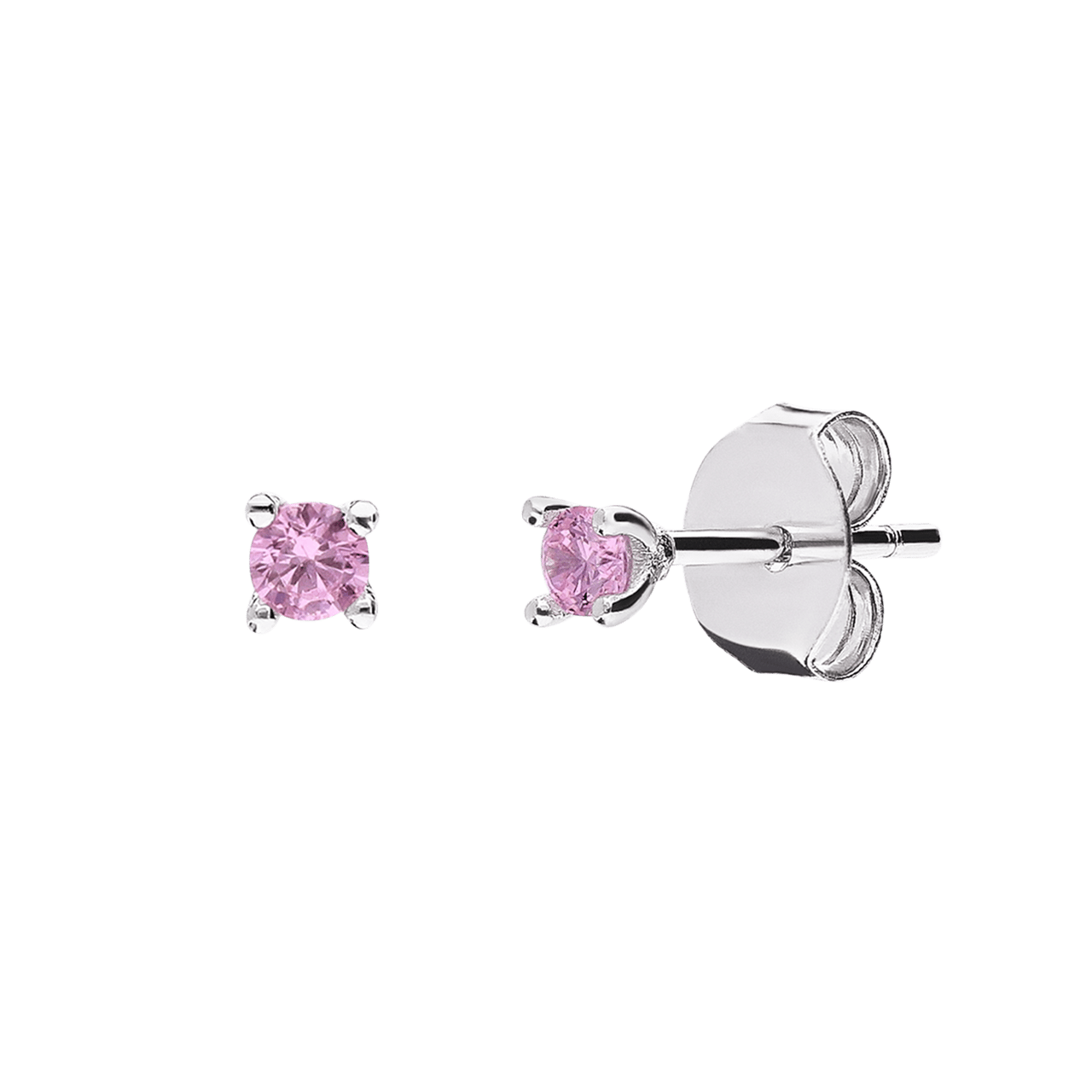 Ohrstecker aus 925er Silber, Zirkonia, Rosa, 2,5 mm