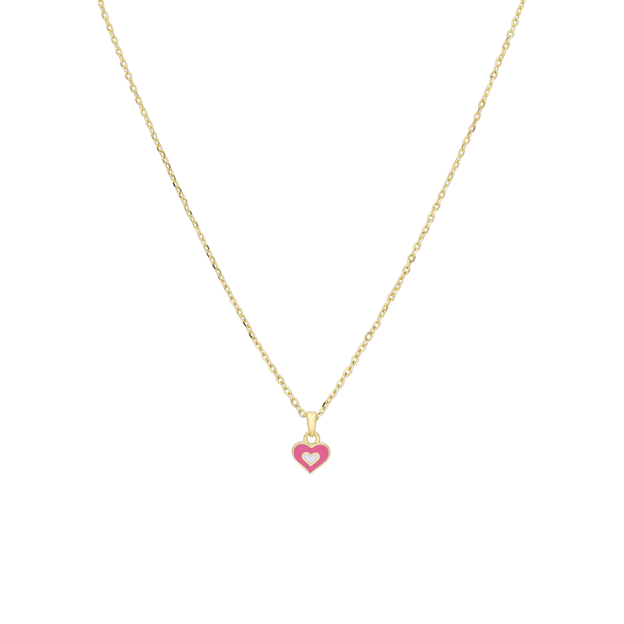Zilveren goldplated kinderketting met hanger hart met emaille