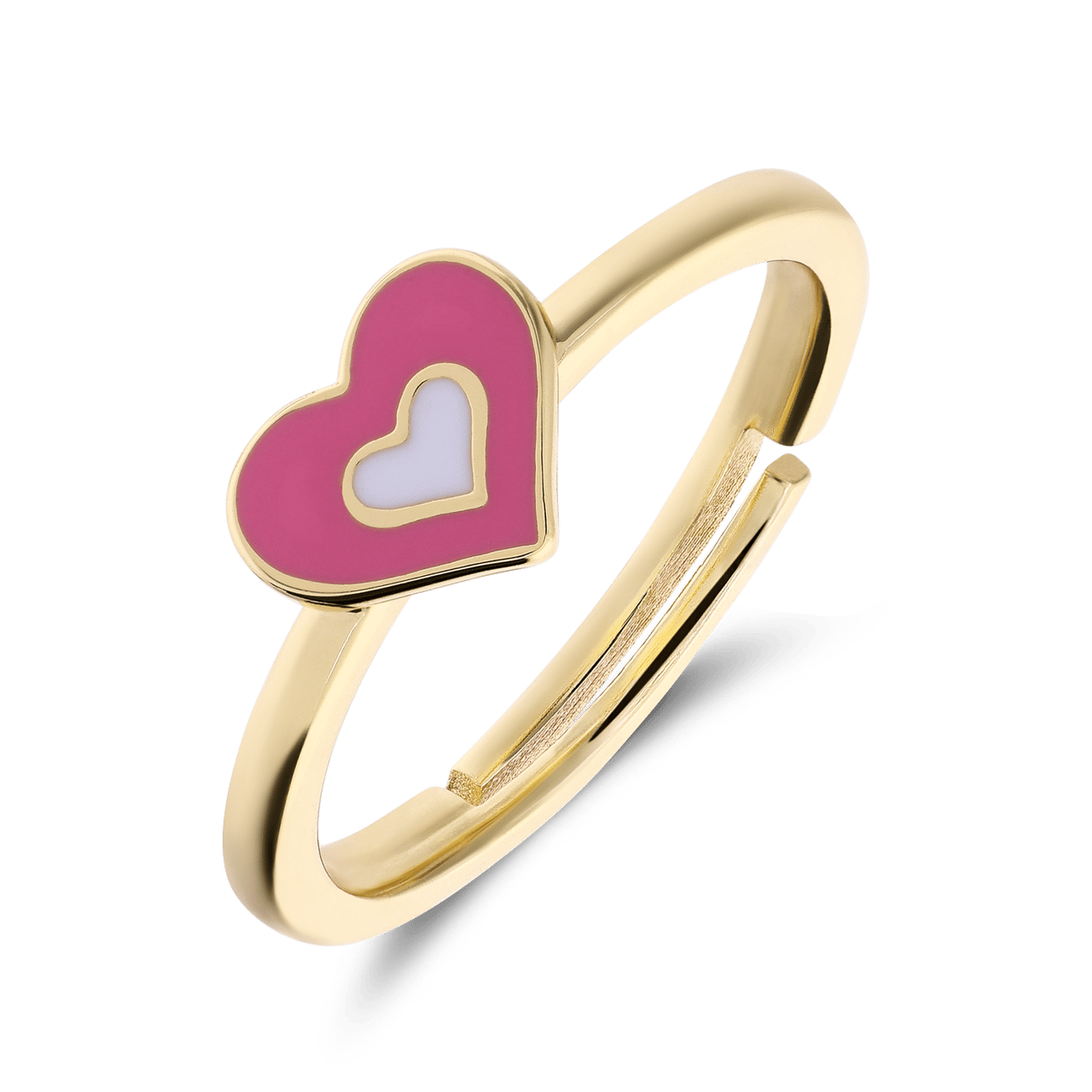 Ring aus 925er Silber, vergoldet, Emaille, Rosa