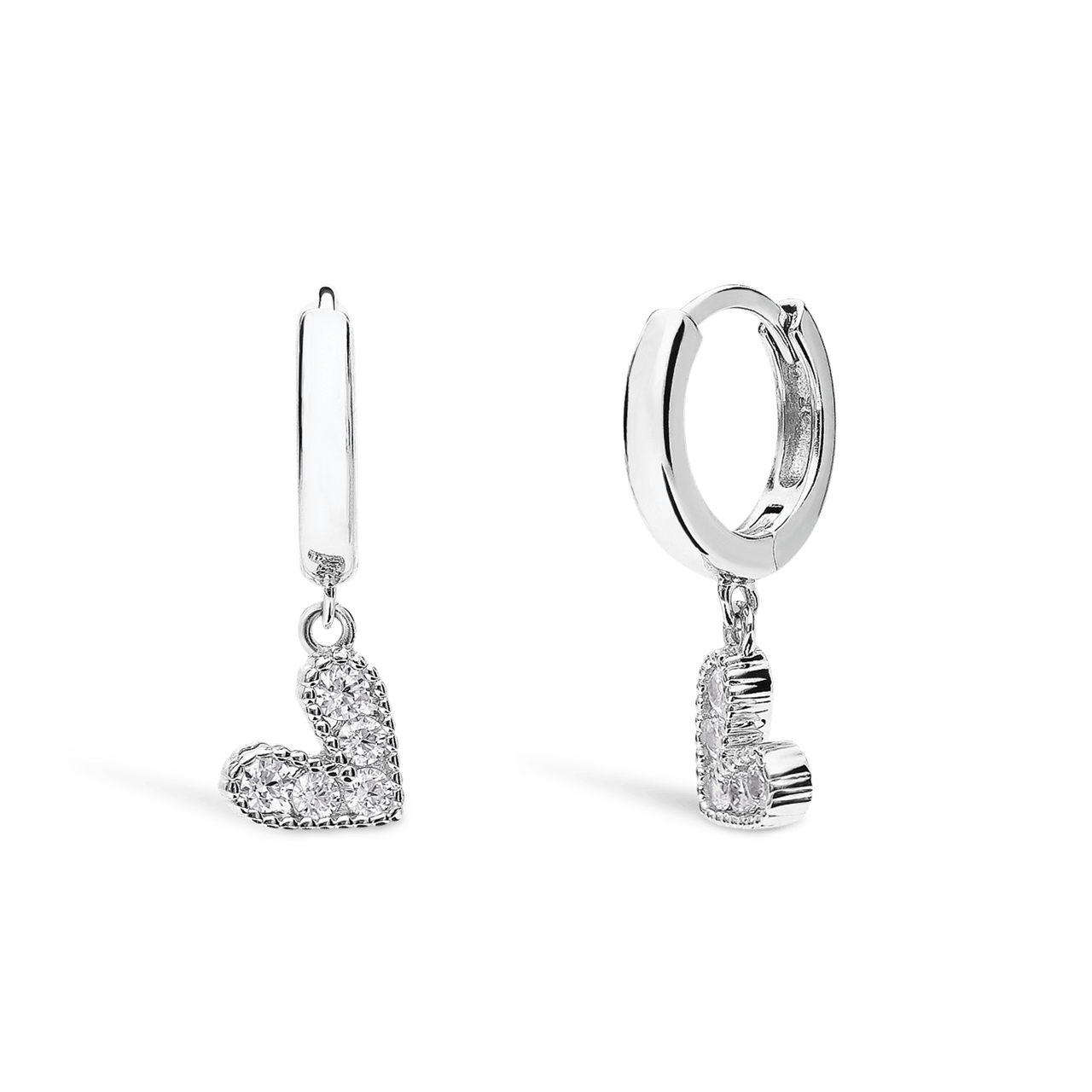 Ohrringe aus 925er Silber, Herz, Zirkonia