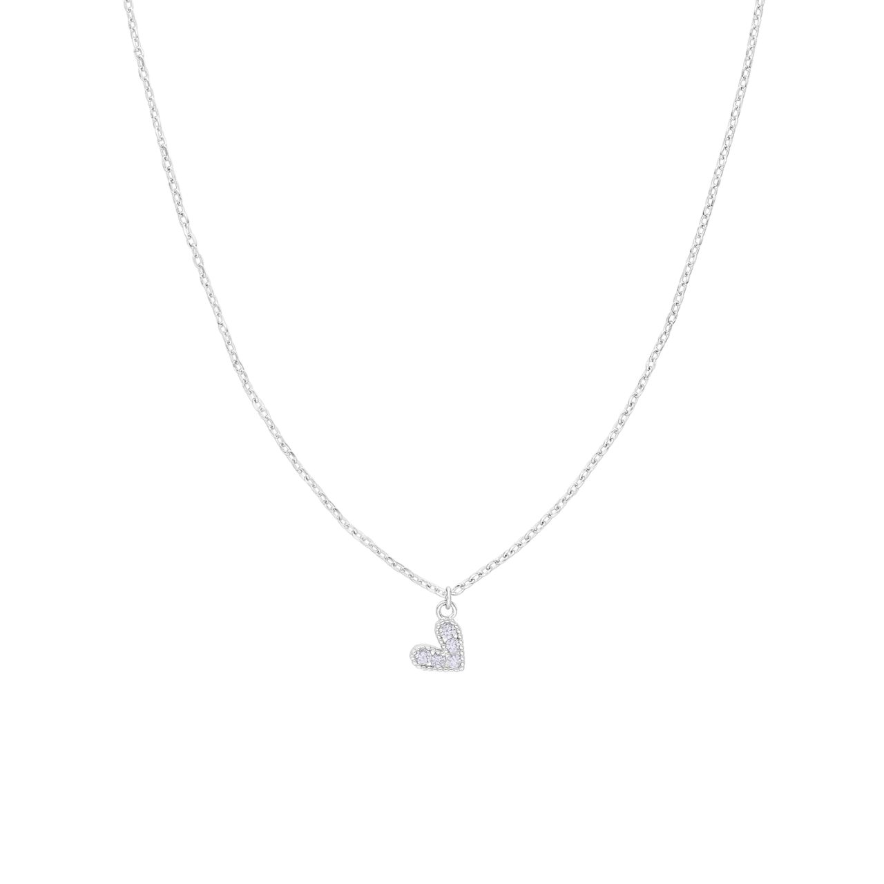 Halskette aus 925er Silber mit Anhänger, Herz, Zirkonia