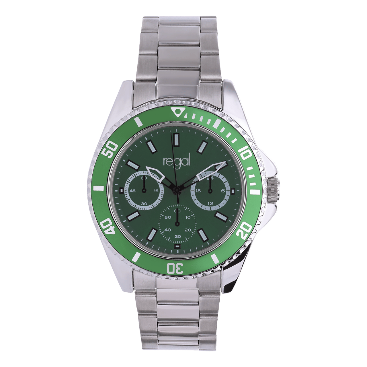 Regal Herren-Armbanduhr, Edelstahl, mit grünem Zifferblatt