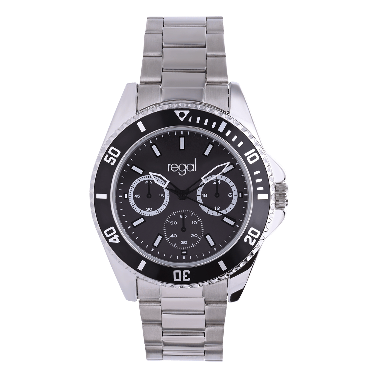 Regal heren horloge staal met zwarte wijzerplaat