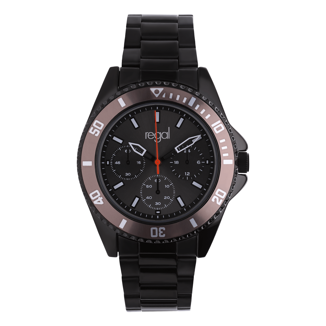 Regal heren horloge zwart met zwart wijzeplaat