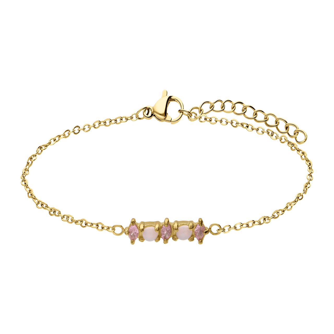 Stalen goldplated fantasiearmband met zirkonia voor dames