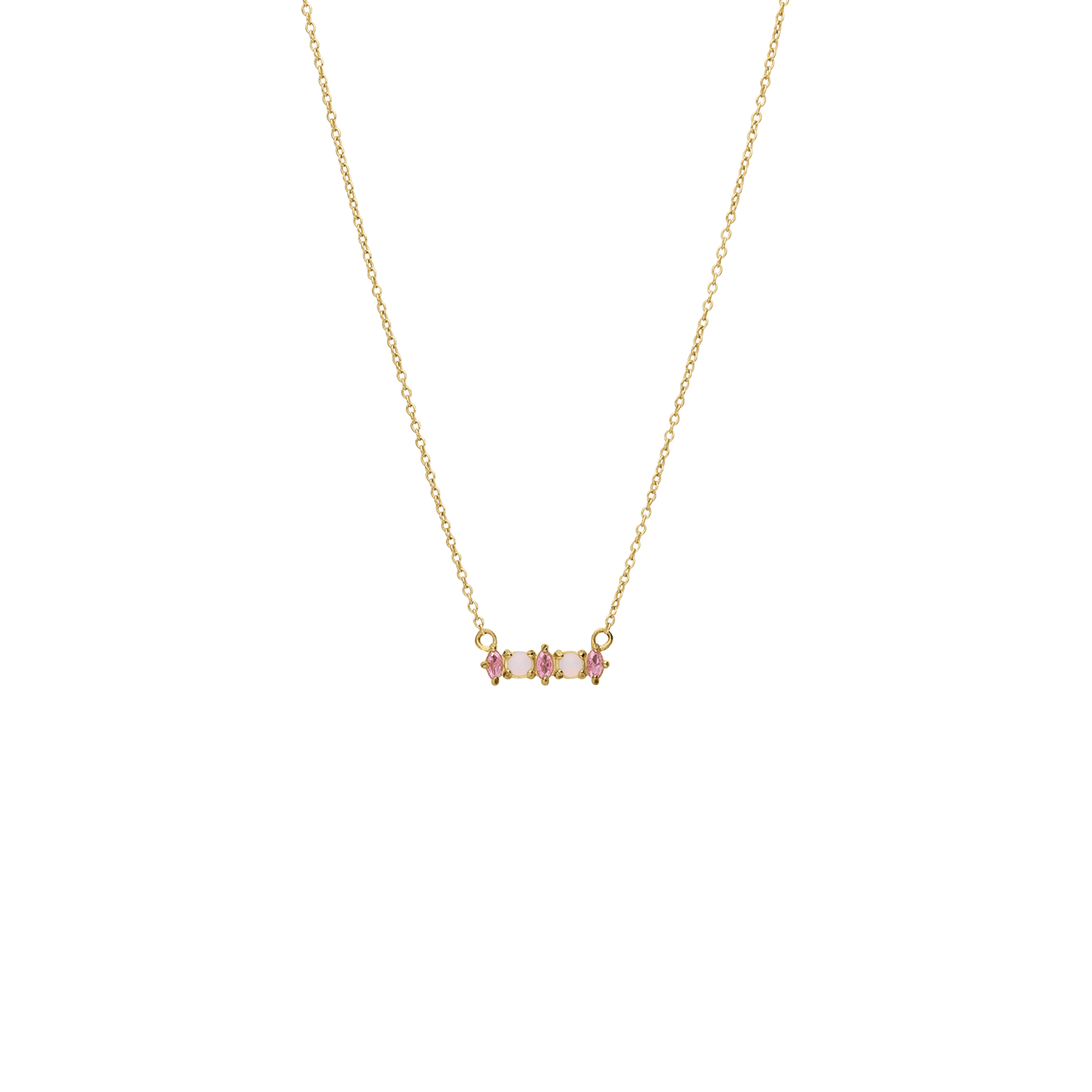Stainless steel goldplated vintage ketting met opaal