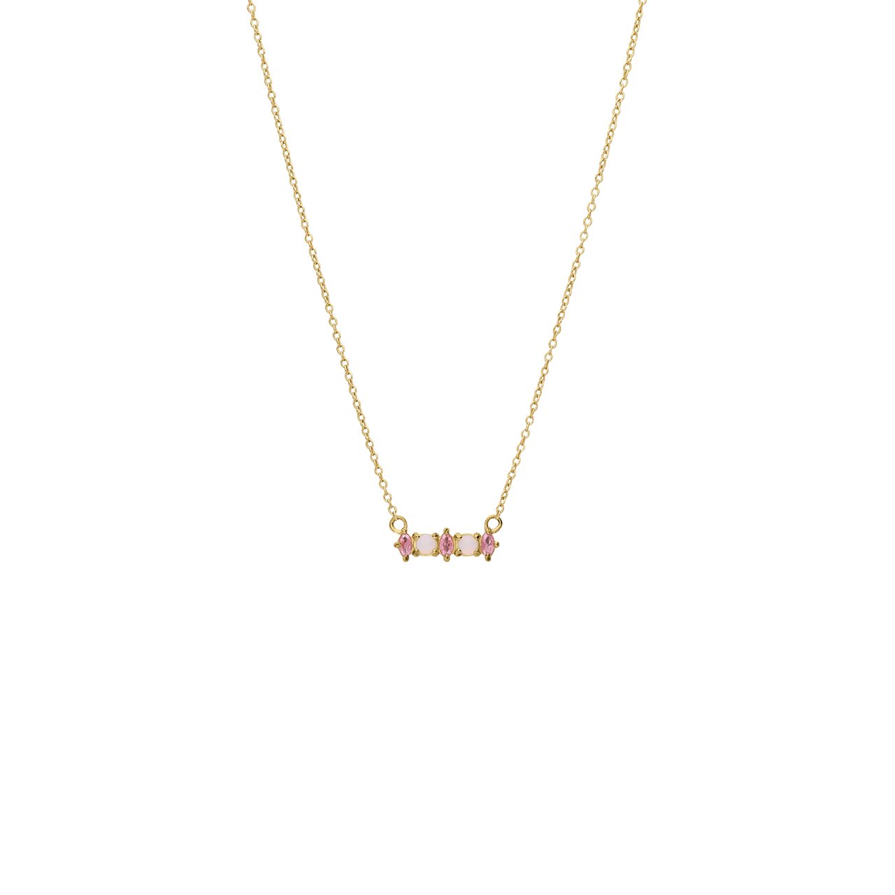 Stalen goldplated ketting met hanger met zirkonia voor dames