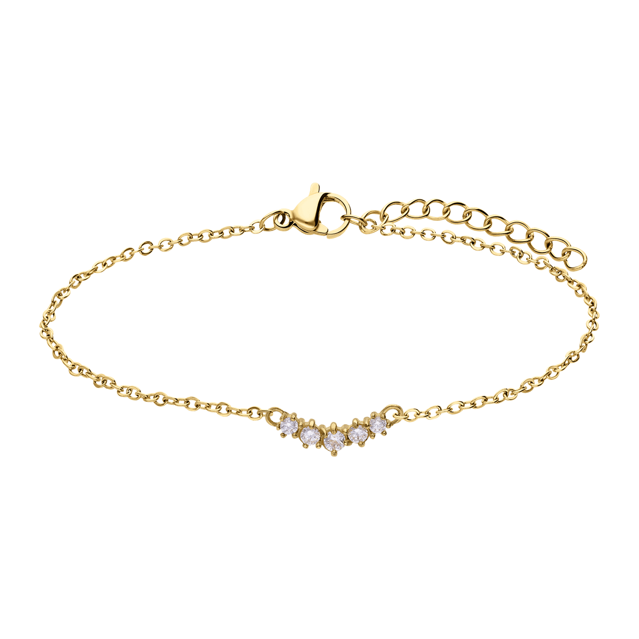 Stainless steel goldplated fantasiearmband met zirkonia voor dames