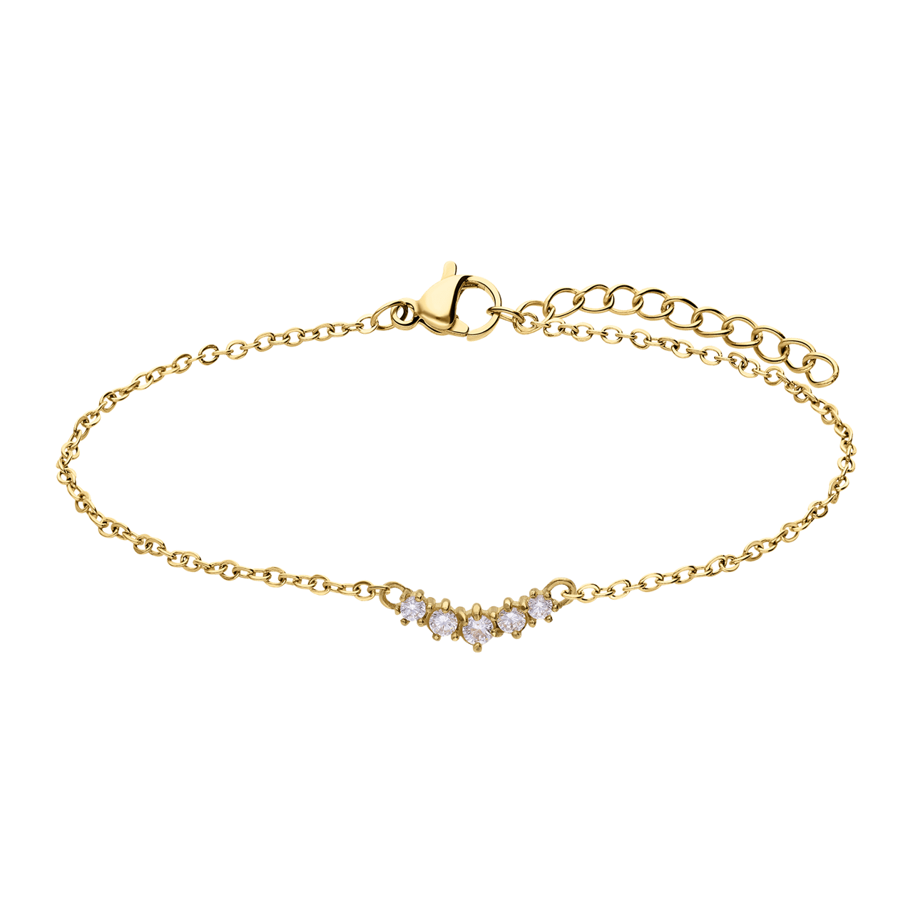 Stalen goldplated vintage armband met wit zirkonia