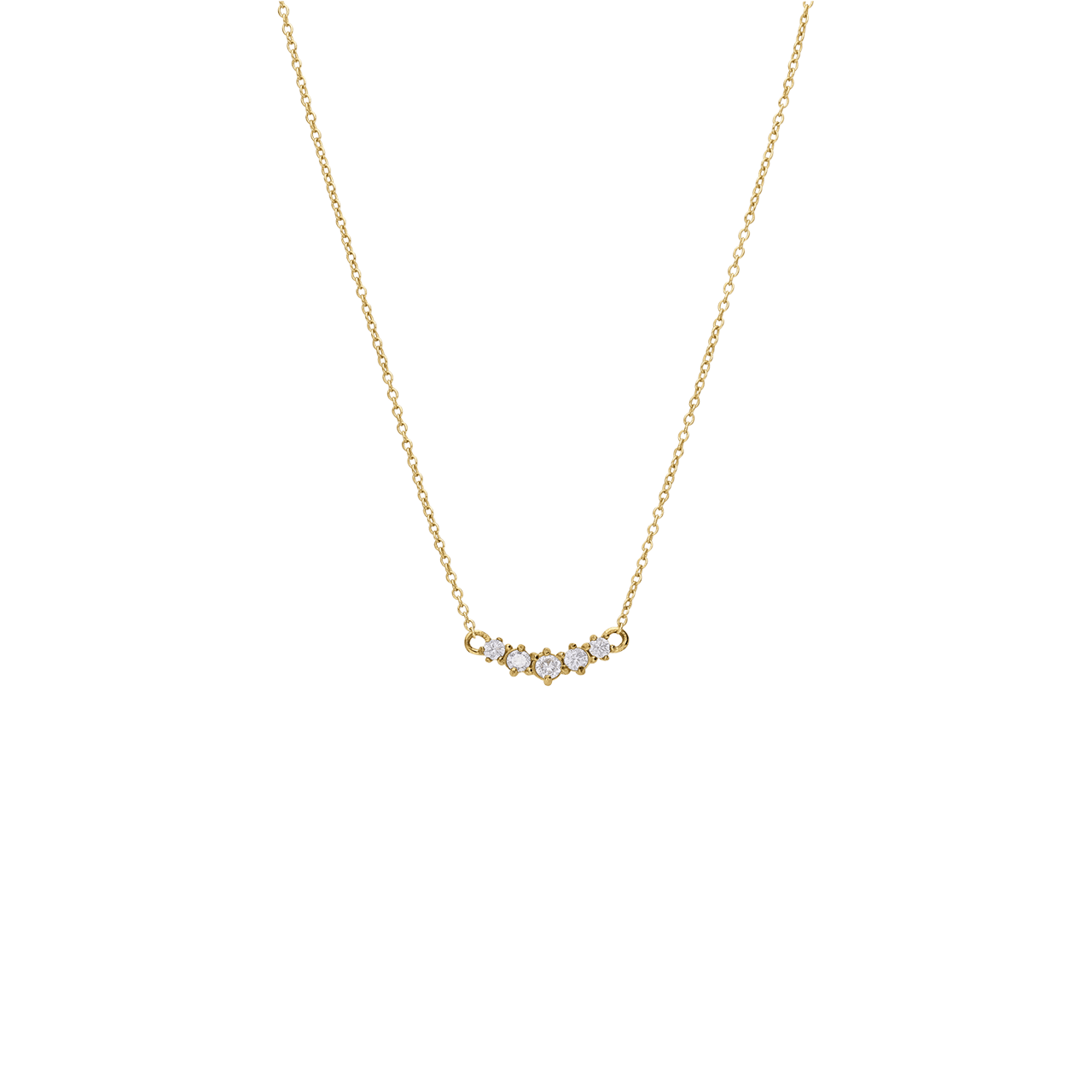 Stalen goldplated ketting met hanger met zirkonia voor dames