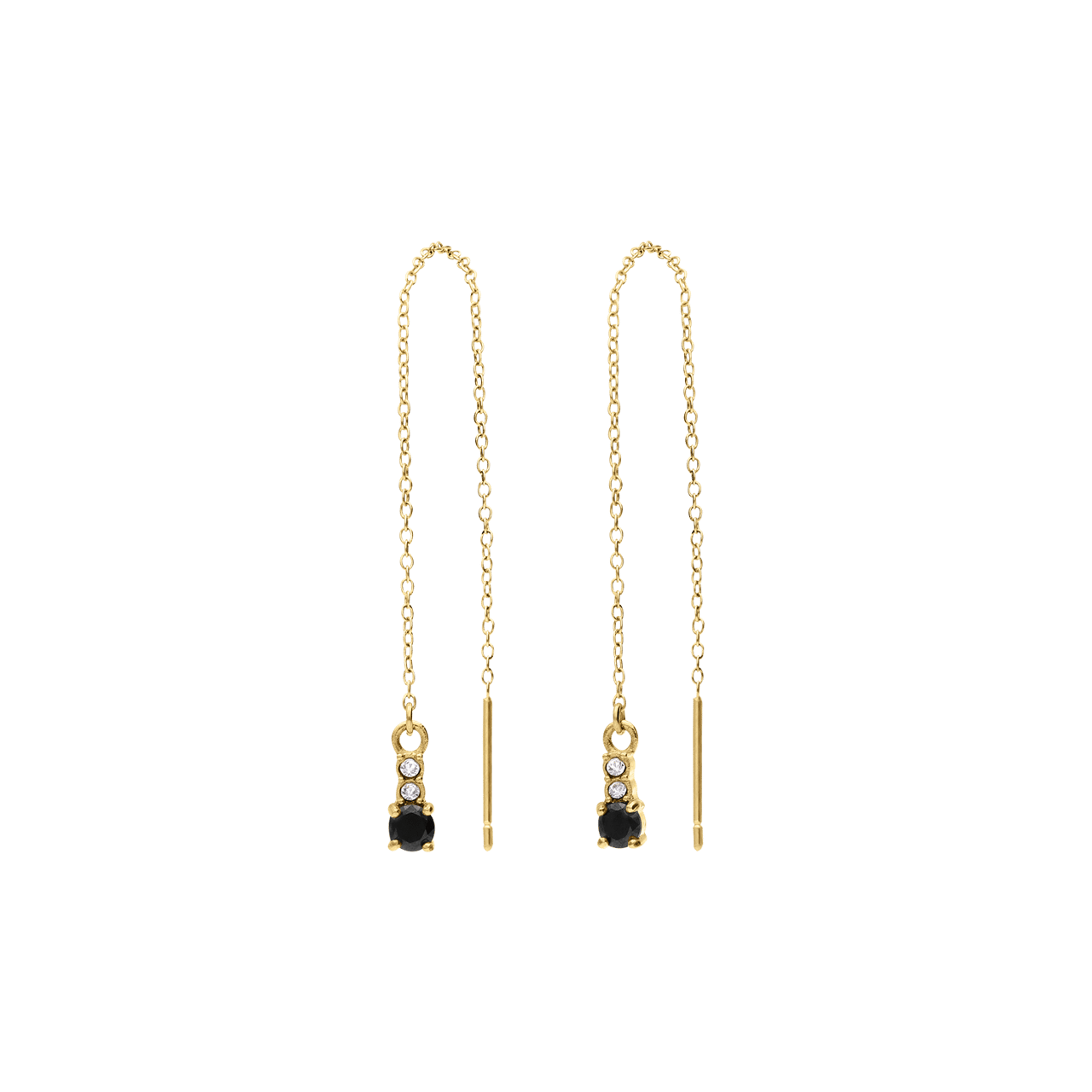 Stainless steel goldplated vintage oorbellen met zwart zirkonia