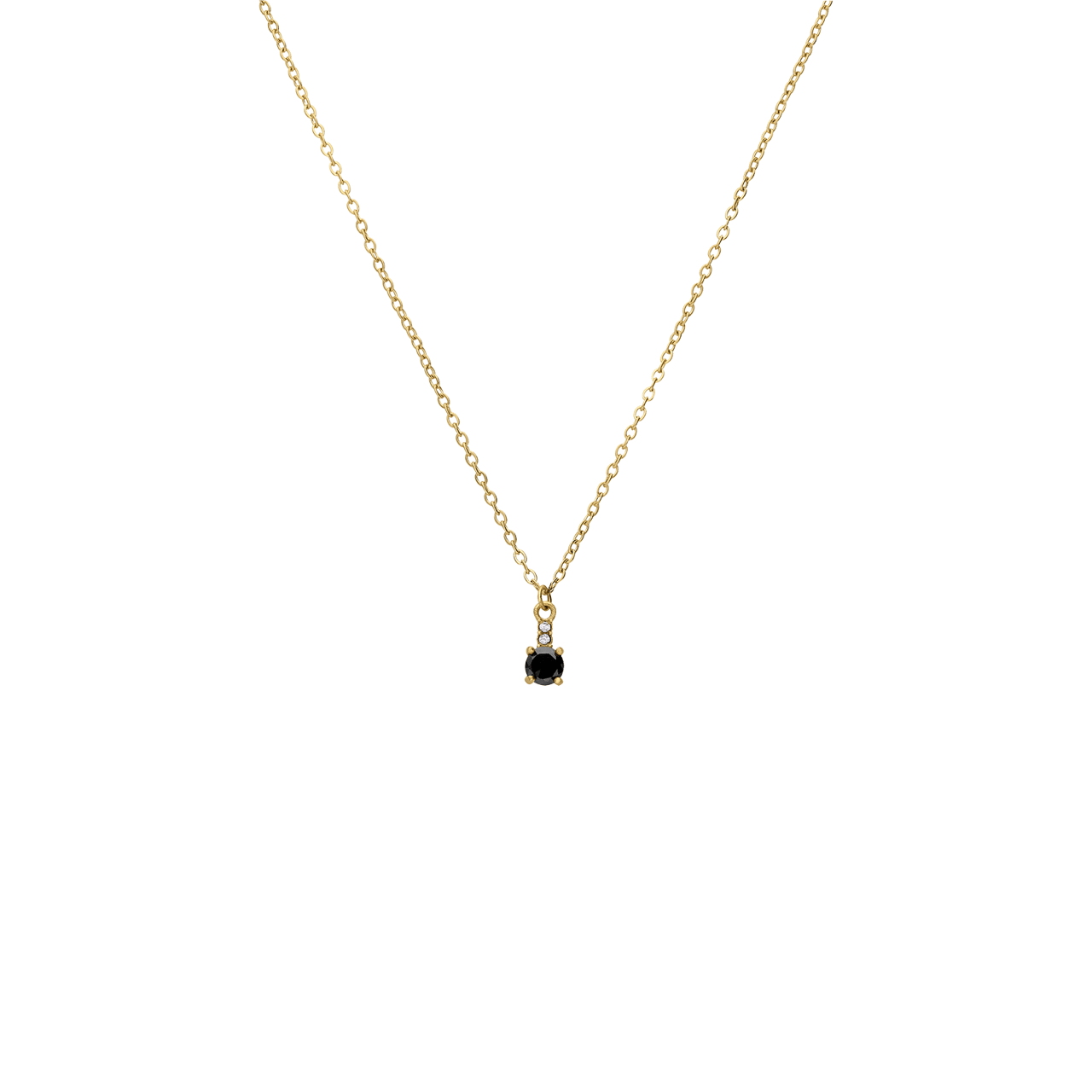 Stainless steel goldplated vintage ketting met zwart zirkonia
