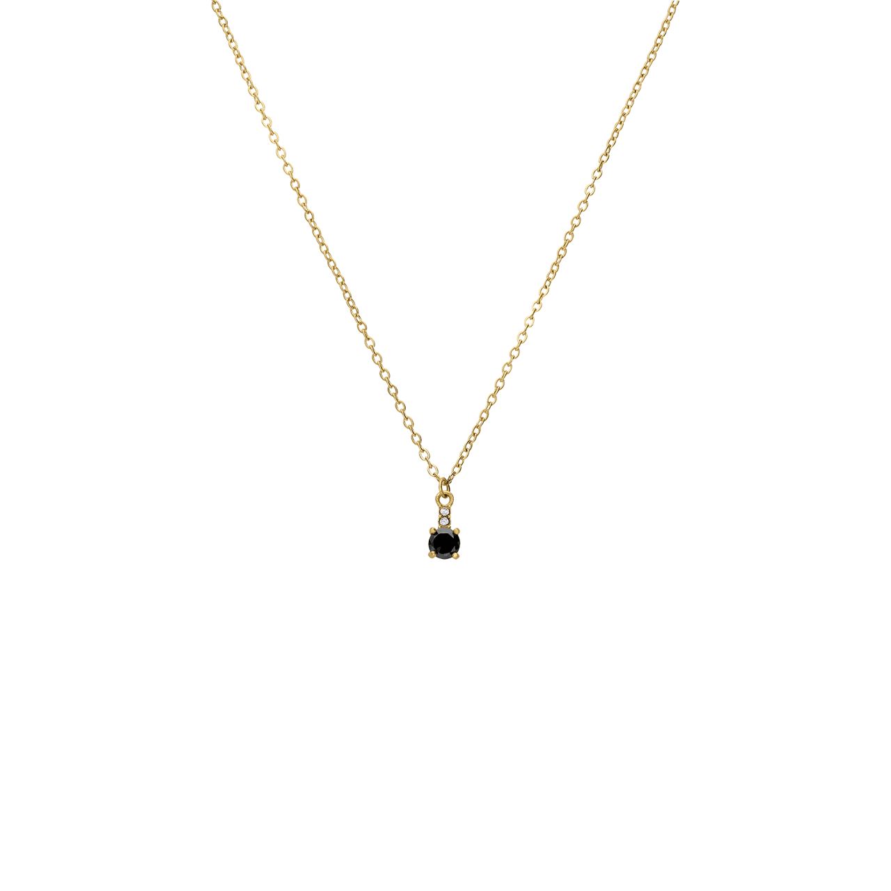 Stalen goldplated ketting met hanger met zirkonia voor dames