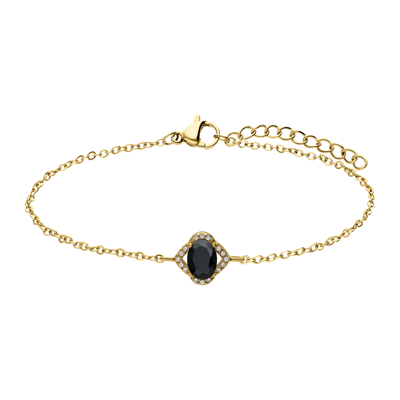 Stalen goldplated fantasiearmband met zirkonia voor dames
